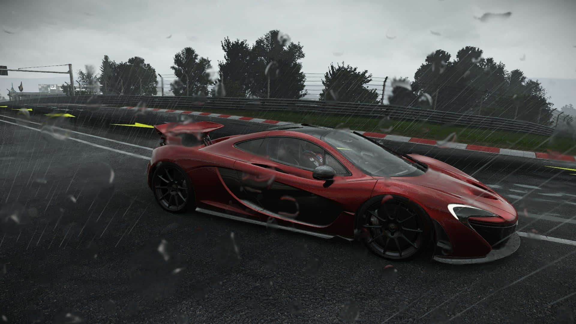 HD Project Cars Дъжд Червен McLaren P1 Фон Тапет