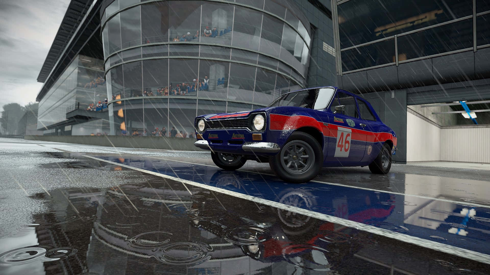 HD Project Cars Син фон с червена кола Тапет