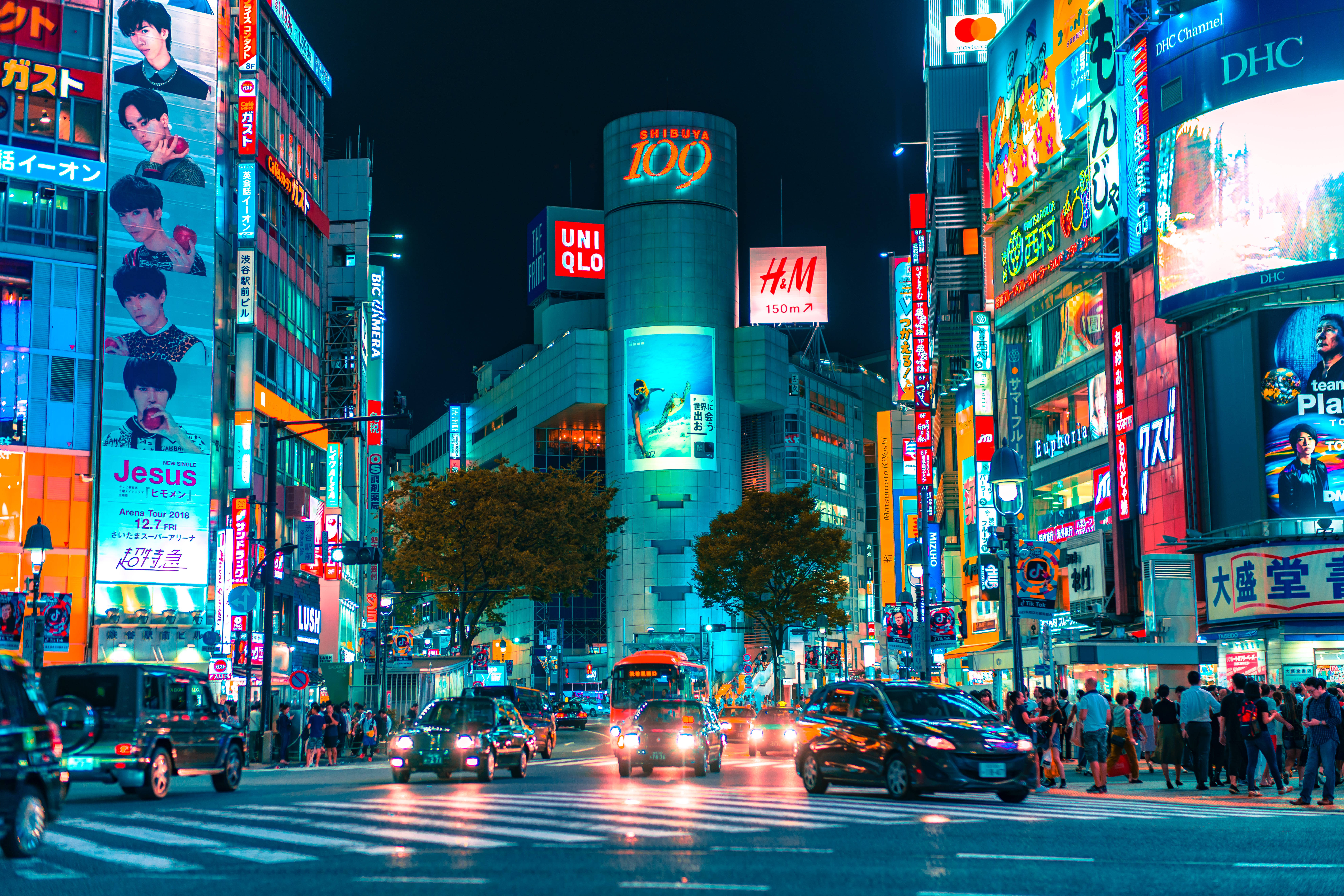 Японски HD Shibuya109 Токио търговски център Тапет