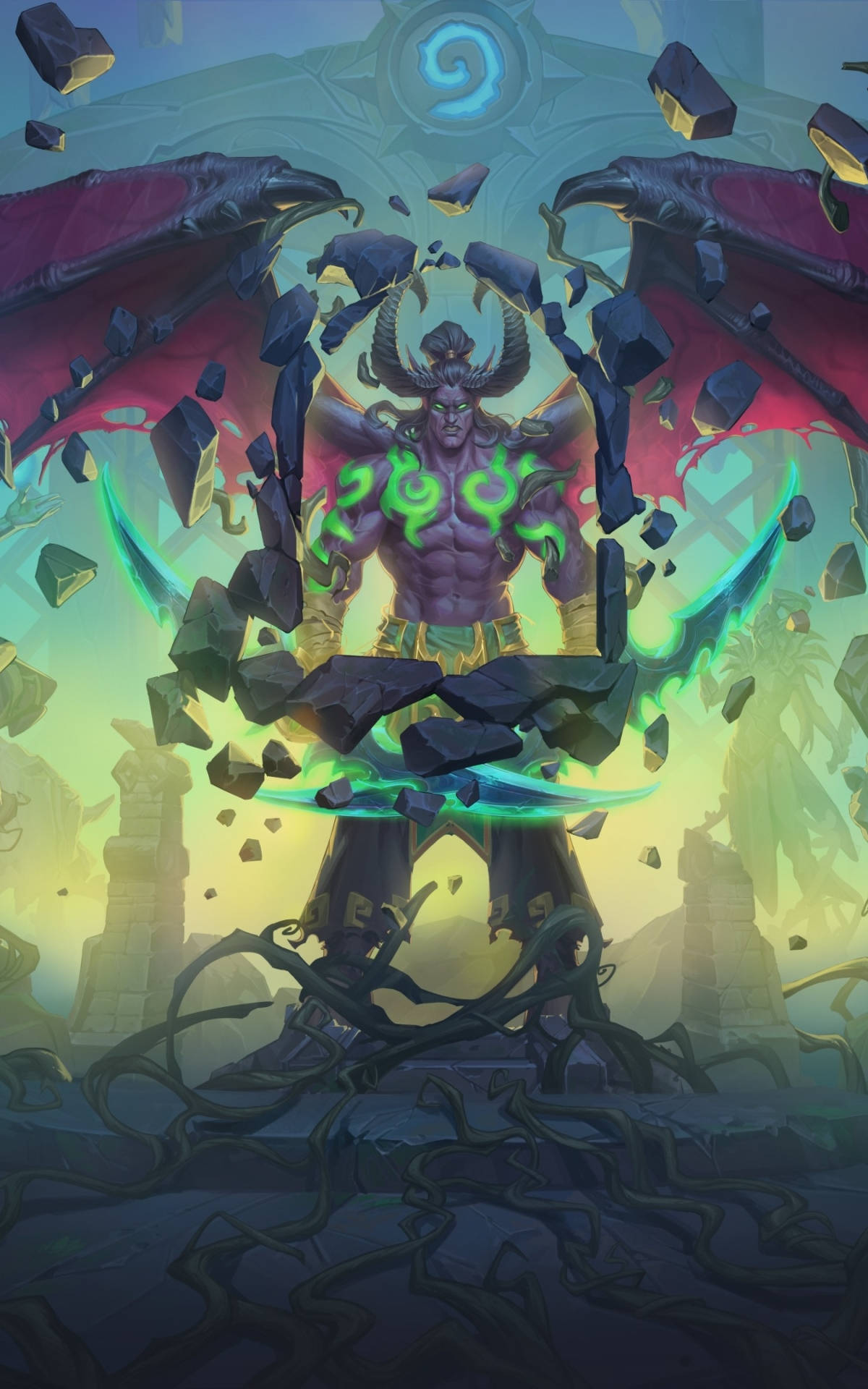 Hearthstone телефон Илидан Бурегръм каст заклинания скали Тапет