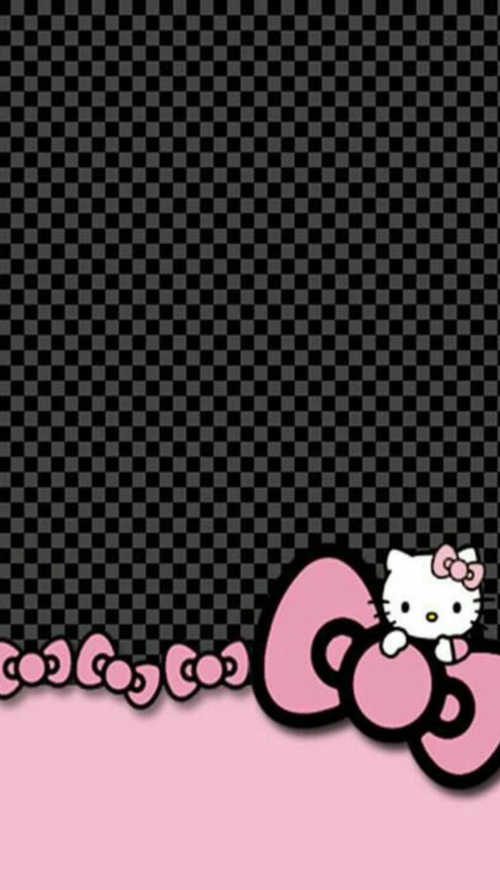 Черен кариран модел Hello Kitty Тапет