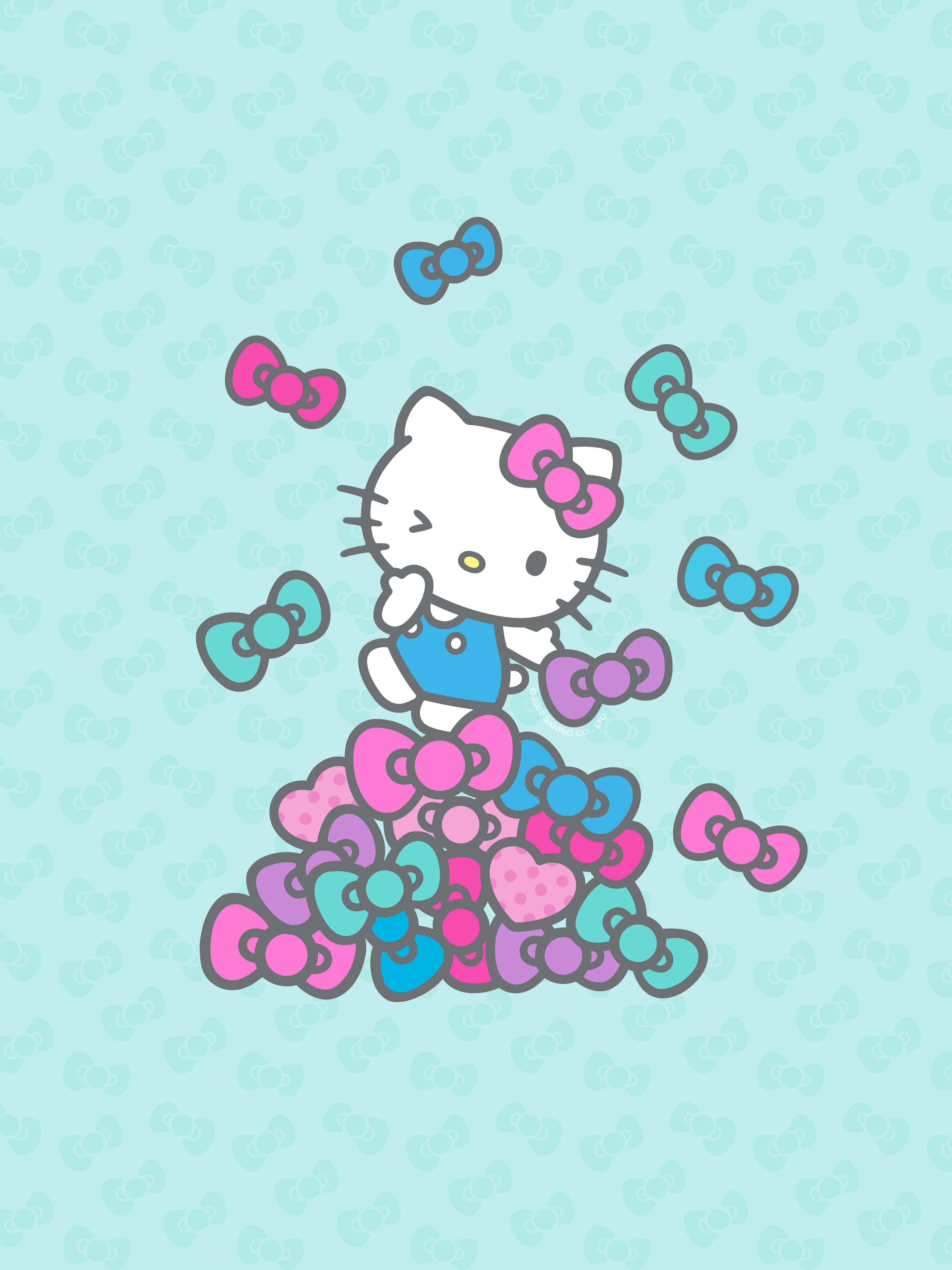 Син и розов фон на Hello Kitty Тапет