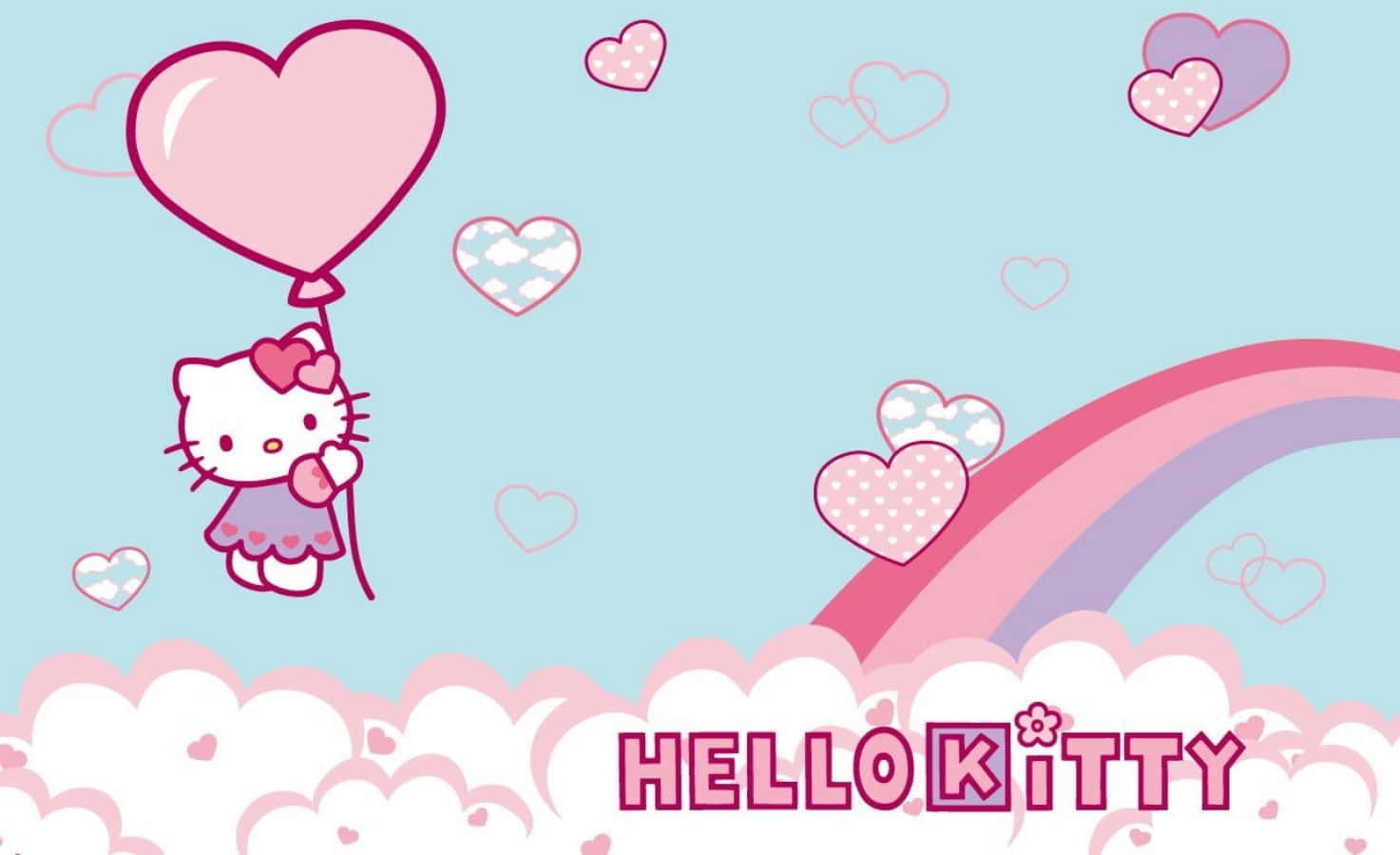 Hello Kitty Лаптоп Дъга и Облаци Тапет