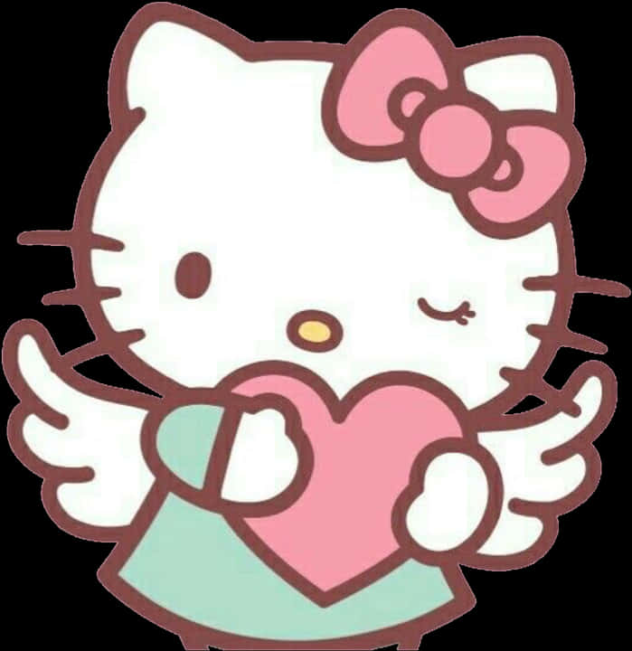 Hello Kitty държи сърце Тапет