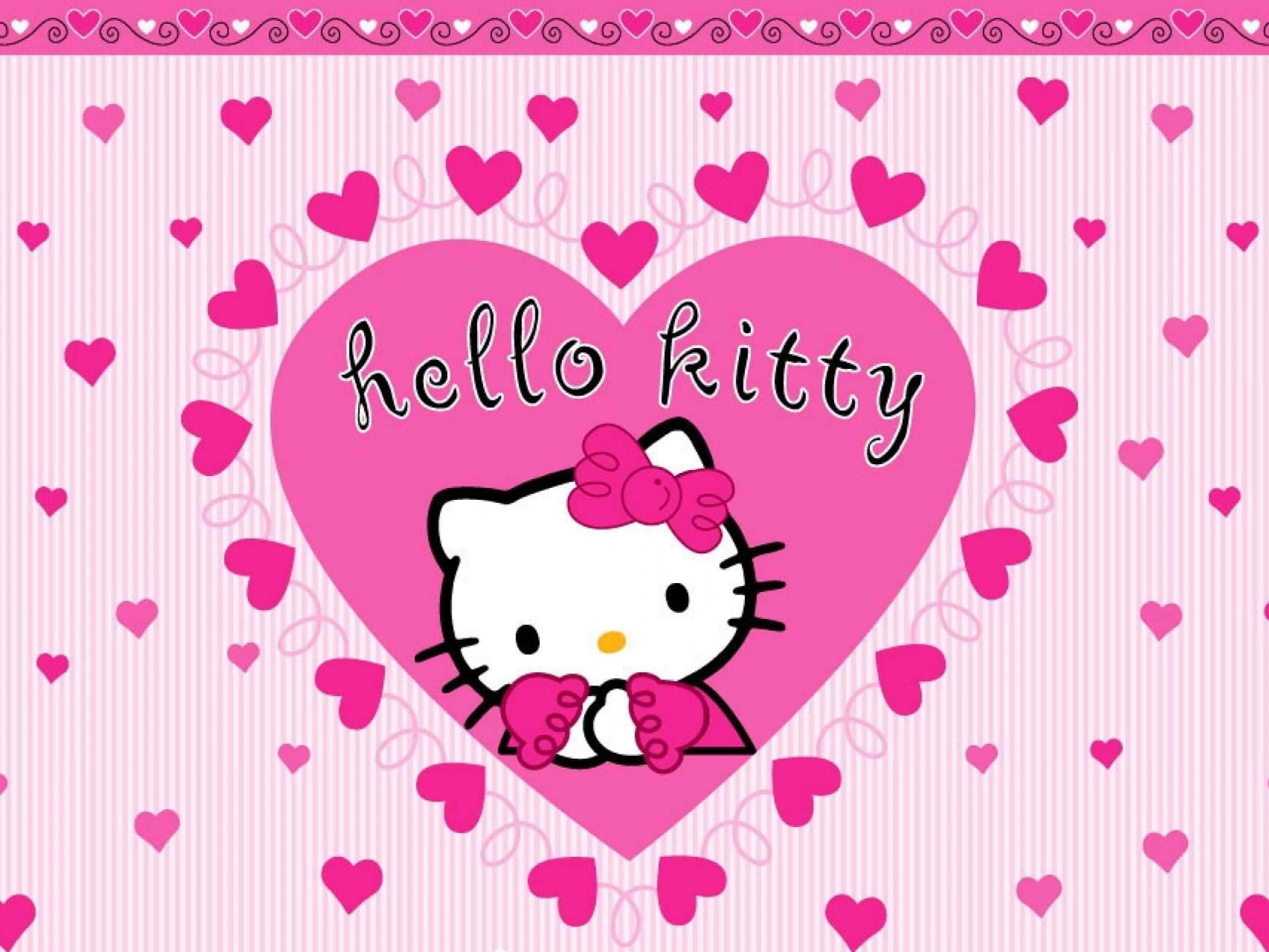Hello Kitty в рамка от сърце фон Тапет