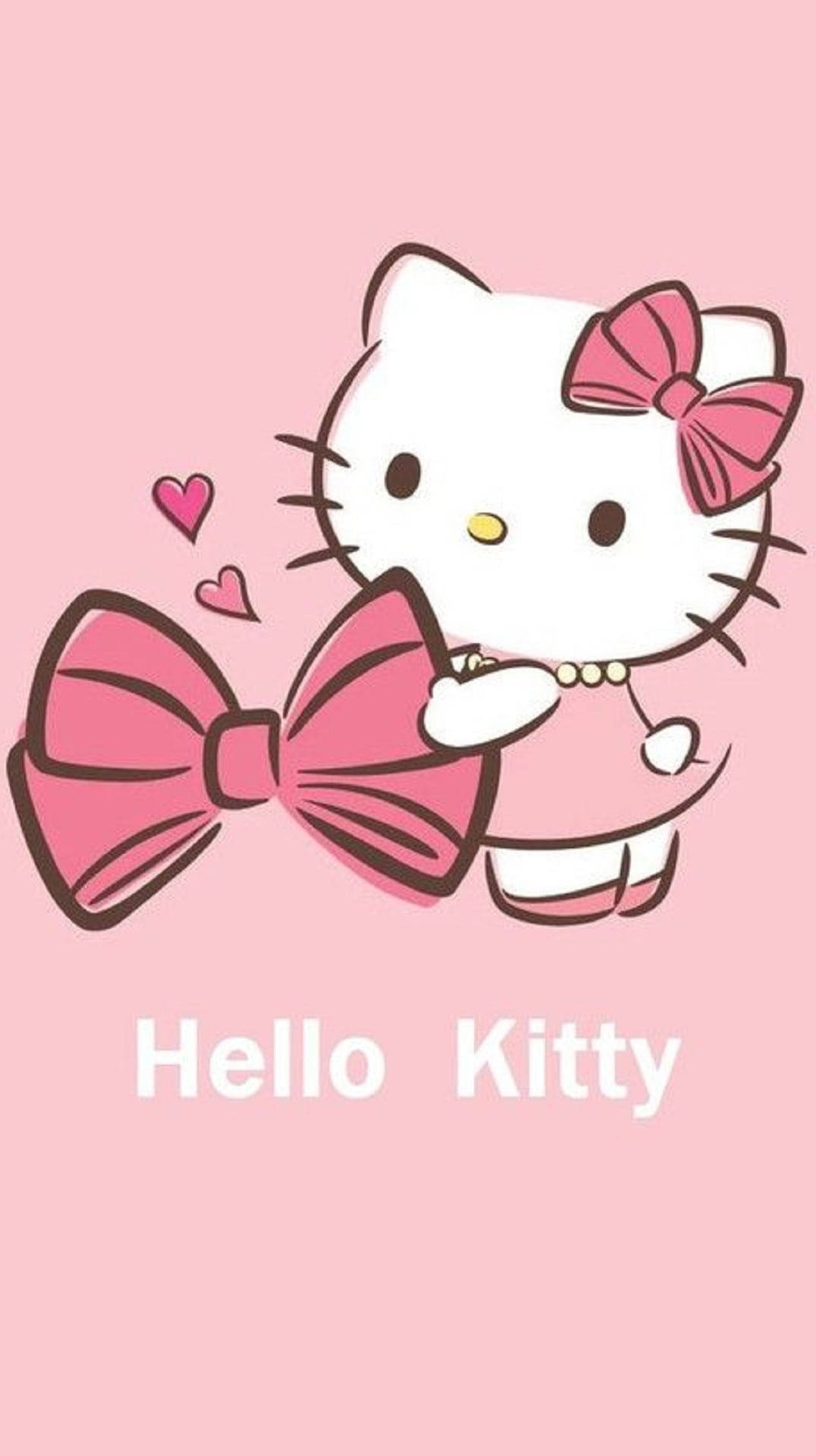 Розова Hello Kitty с панделка Тапет