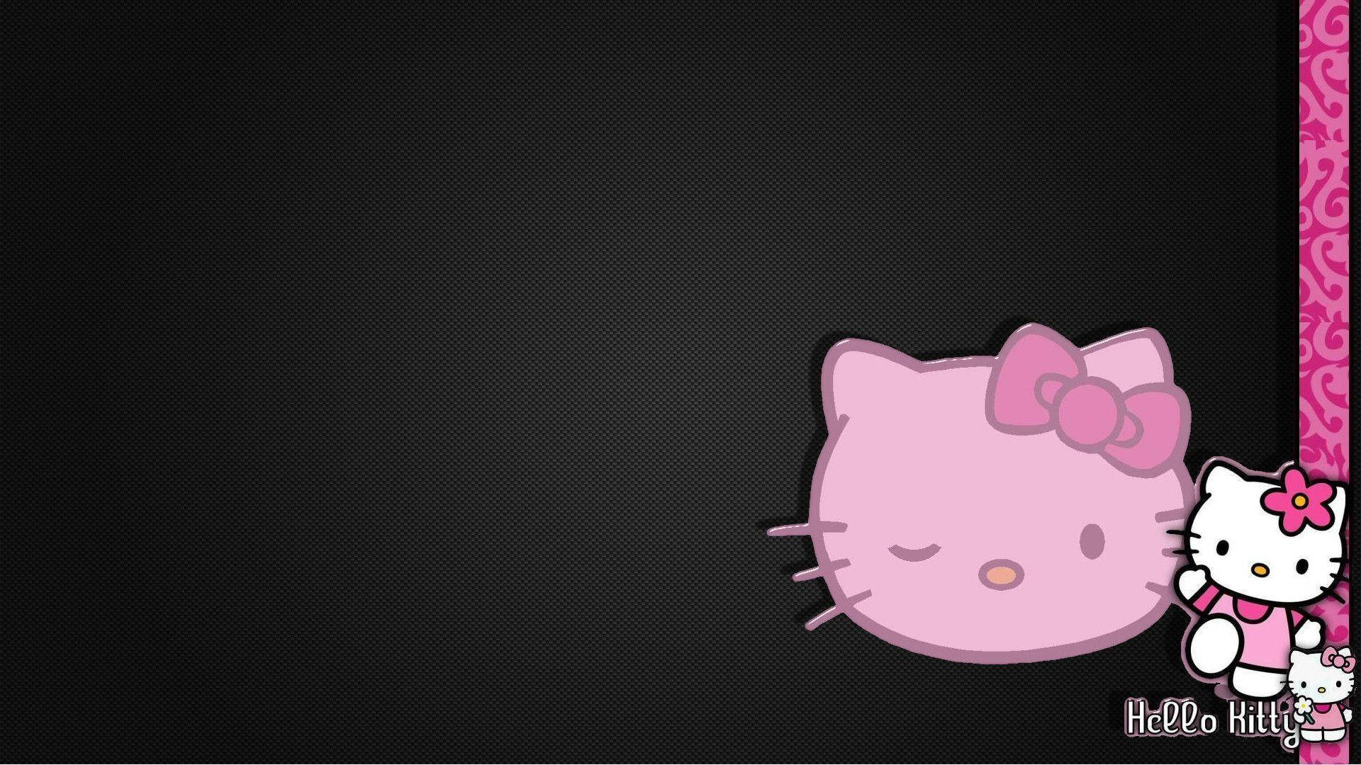 Текстурирана черна Hello Kitty с рамка Тапет
