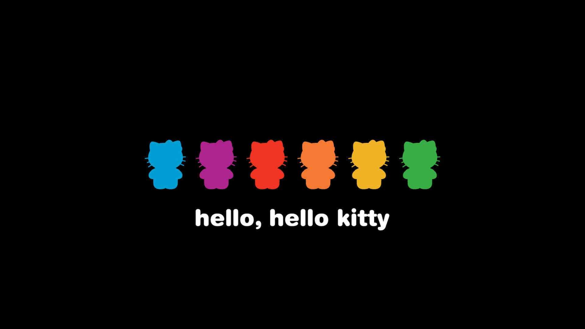 Дъга върху черен Hello Kitty Тапет