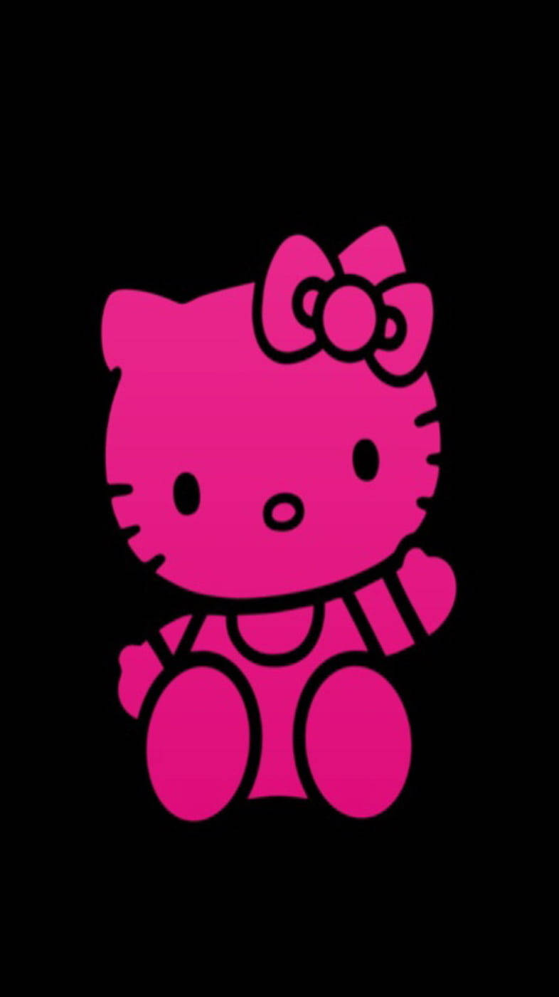 Яркорозова и черна Hello Kitty Тапет