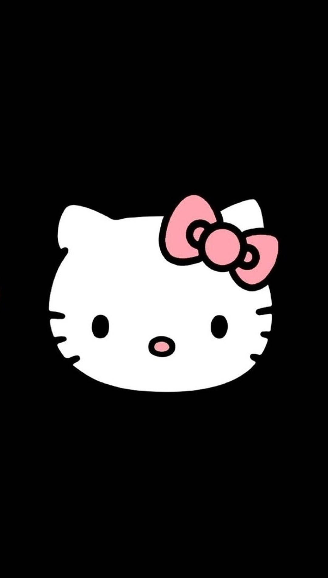 Черна рисунка на Hello Kitty в анимационен стил Тапет