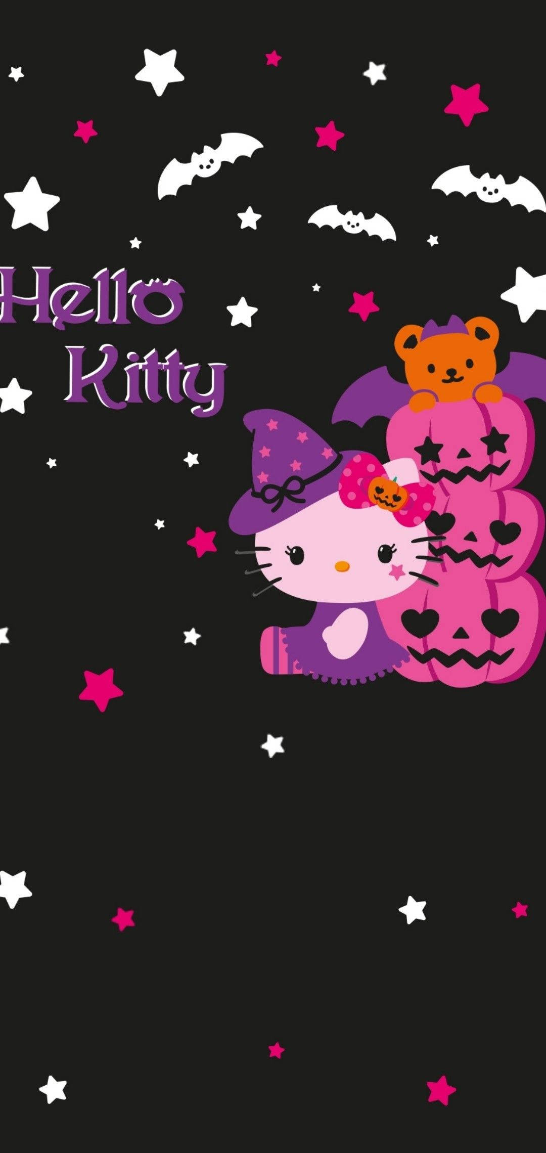 Hello Kitty Хелоуин Розови Джек О'Лантърни Тапет