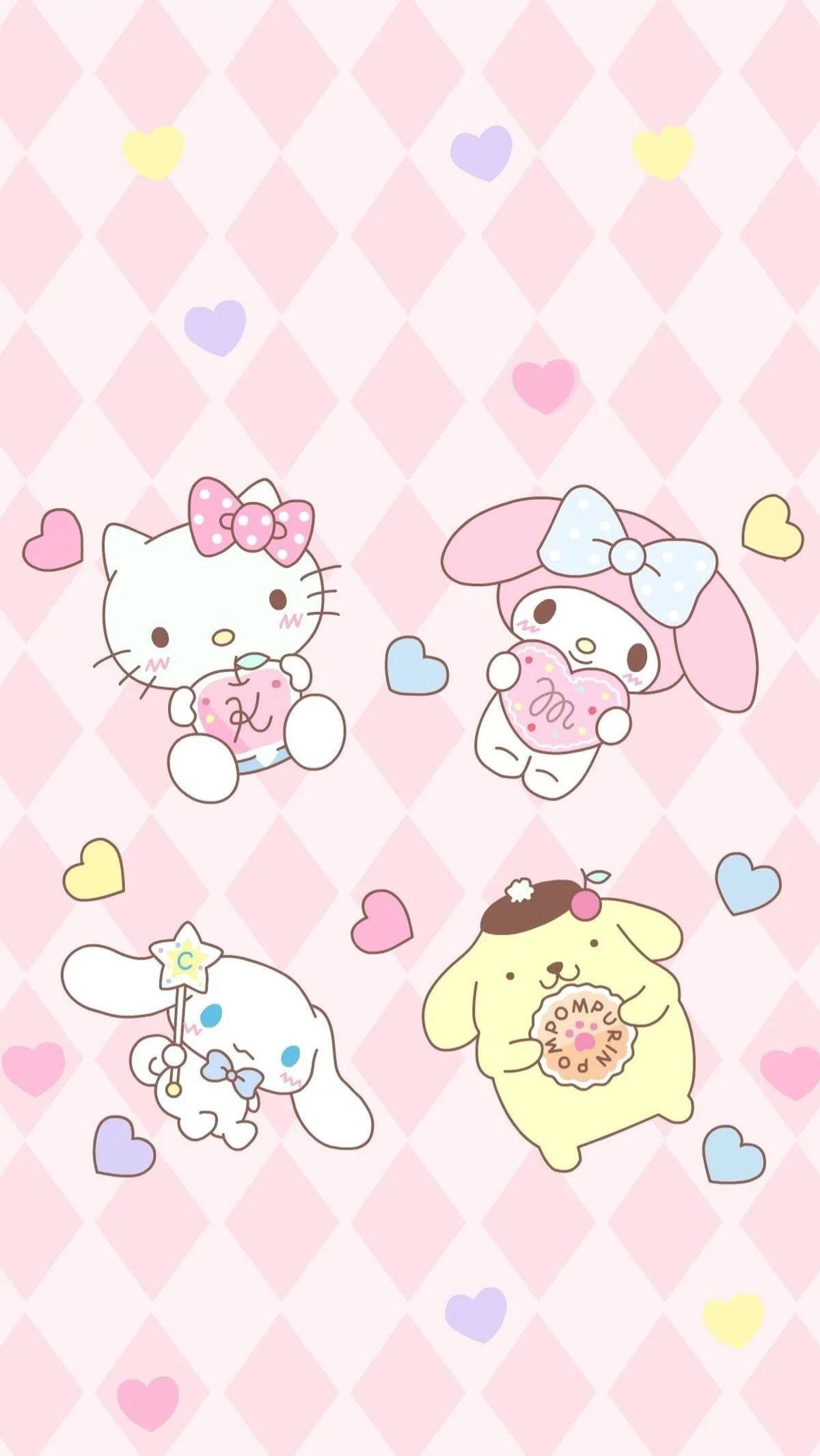 Розова Hello Kitty в диамантен модел Тапет