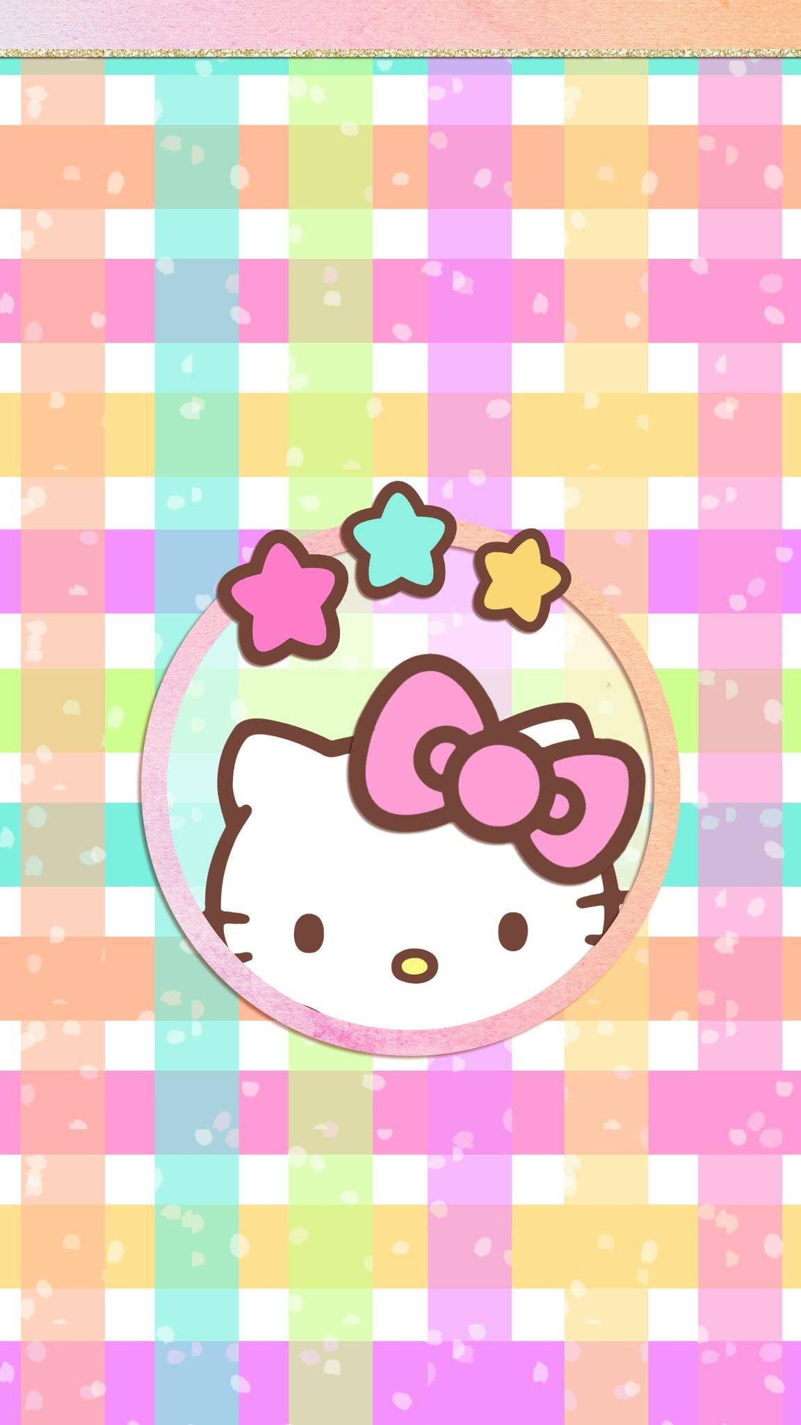 Hello Kitty Kawaii Плетени Пастелни Тапет