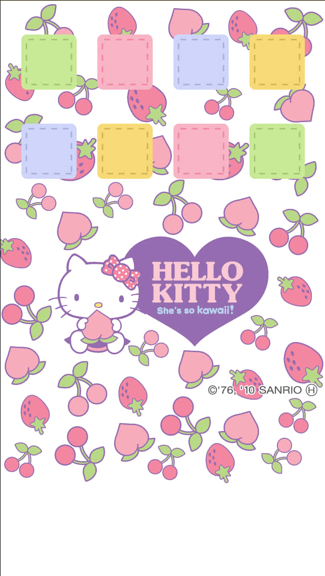 Hello Kitty Kawaii модел с плодове Тапет