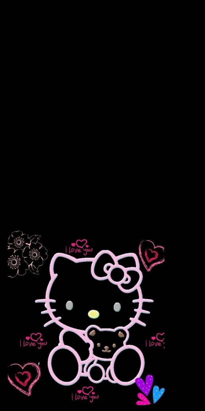 Обичам те Черна Hello Kitty Тапет