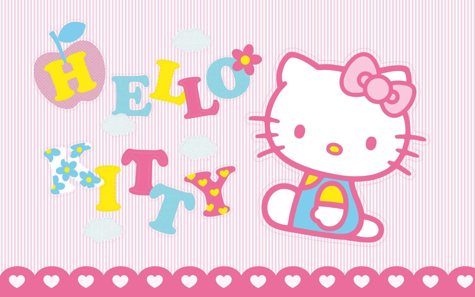 Цветен фон с постер на Hello Kitty Тапет