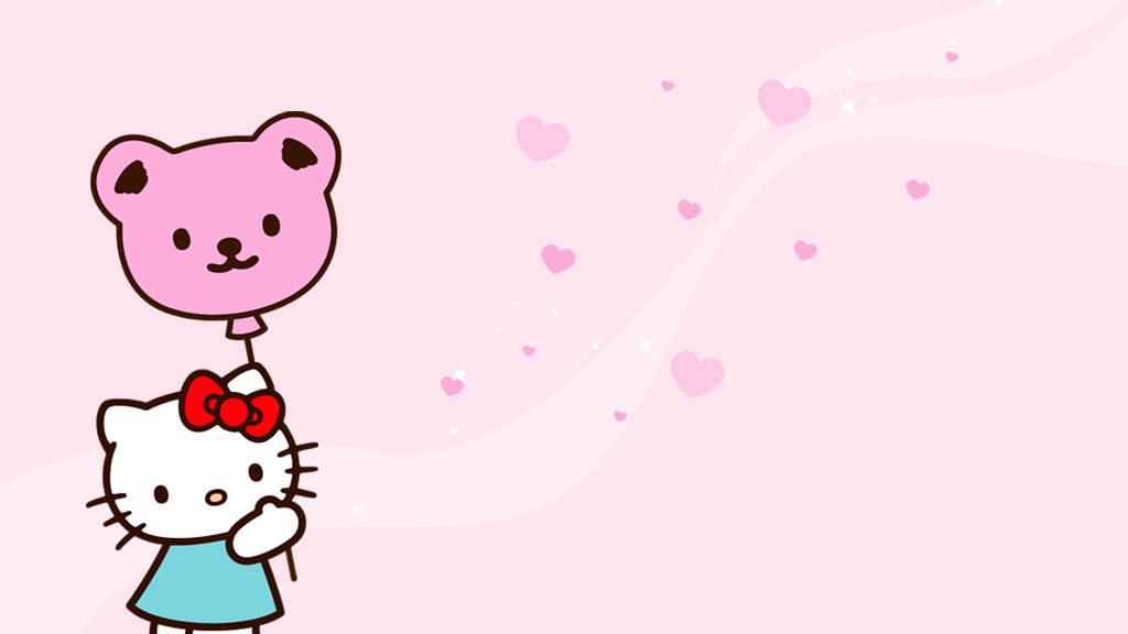 Естетика Hello Kitty с балон мече Тапет