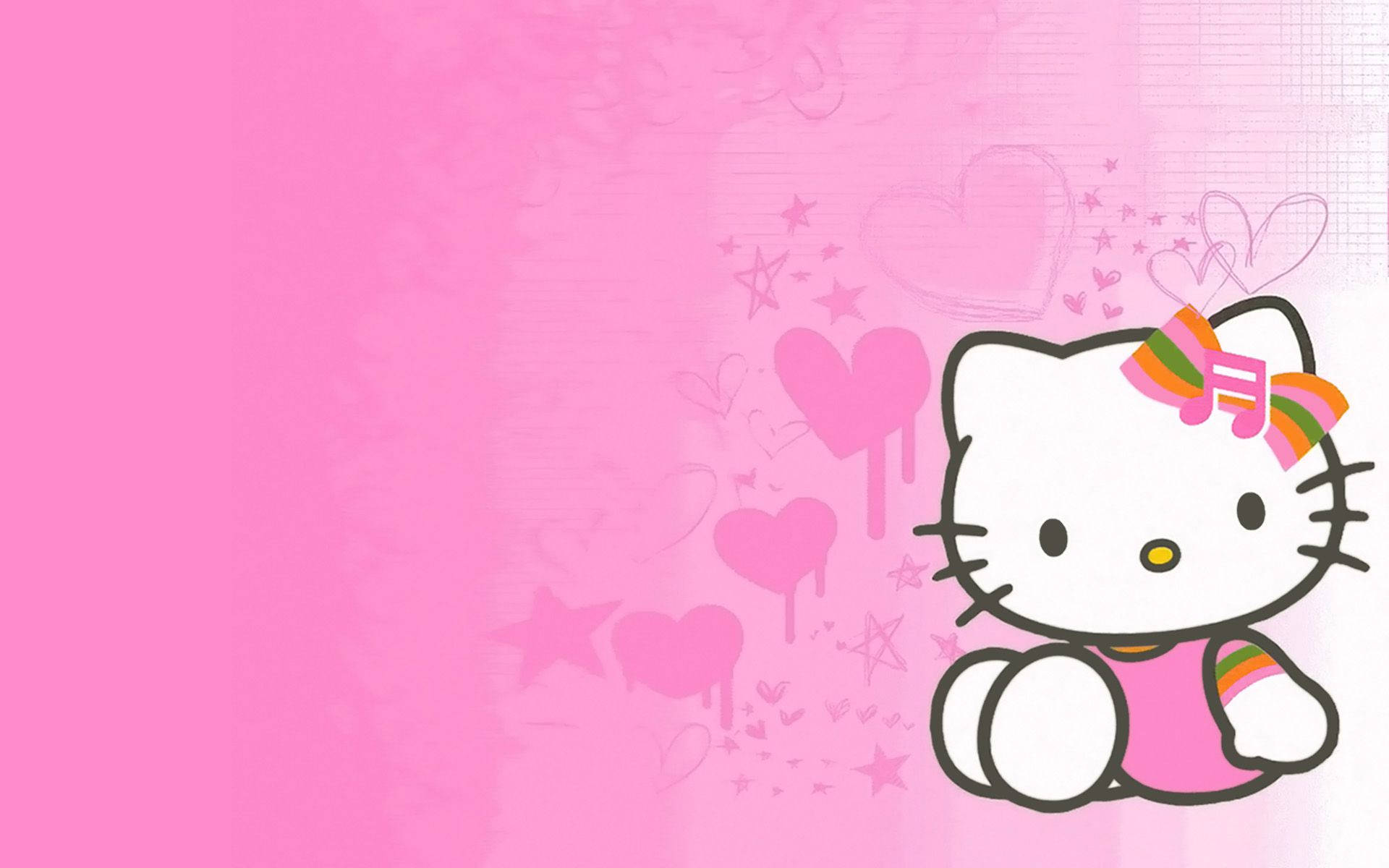 Розова и оранжева естетика Hello Kitty Тапет