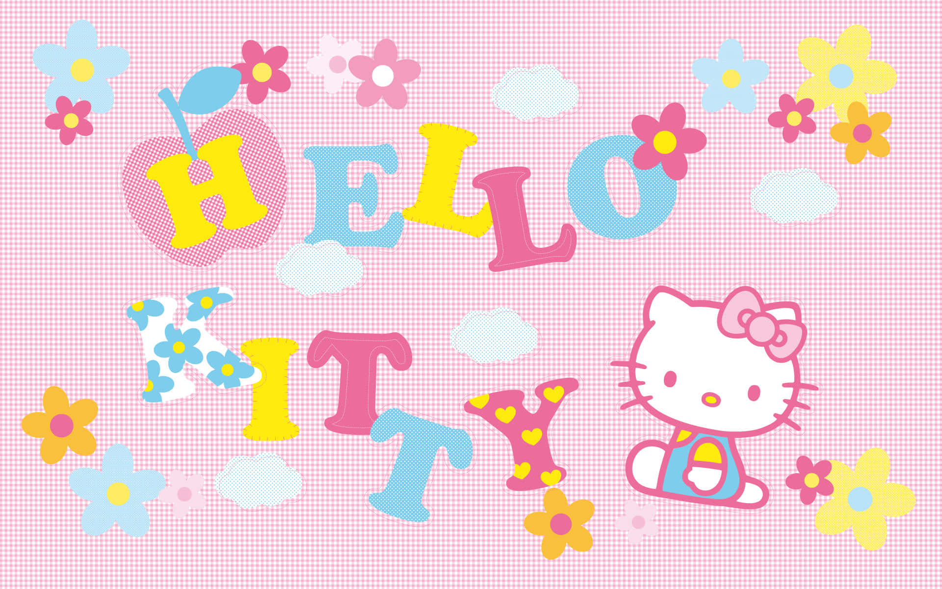 Hello Kitty Розов Флорален Естетичен фон Тапет