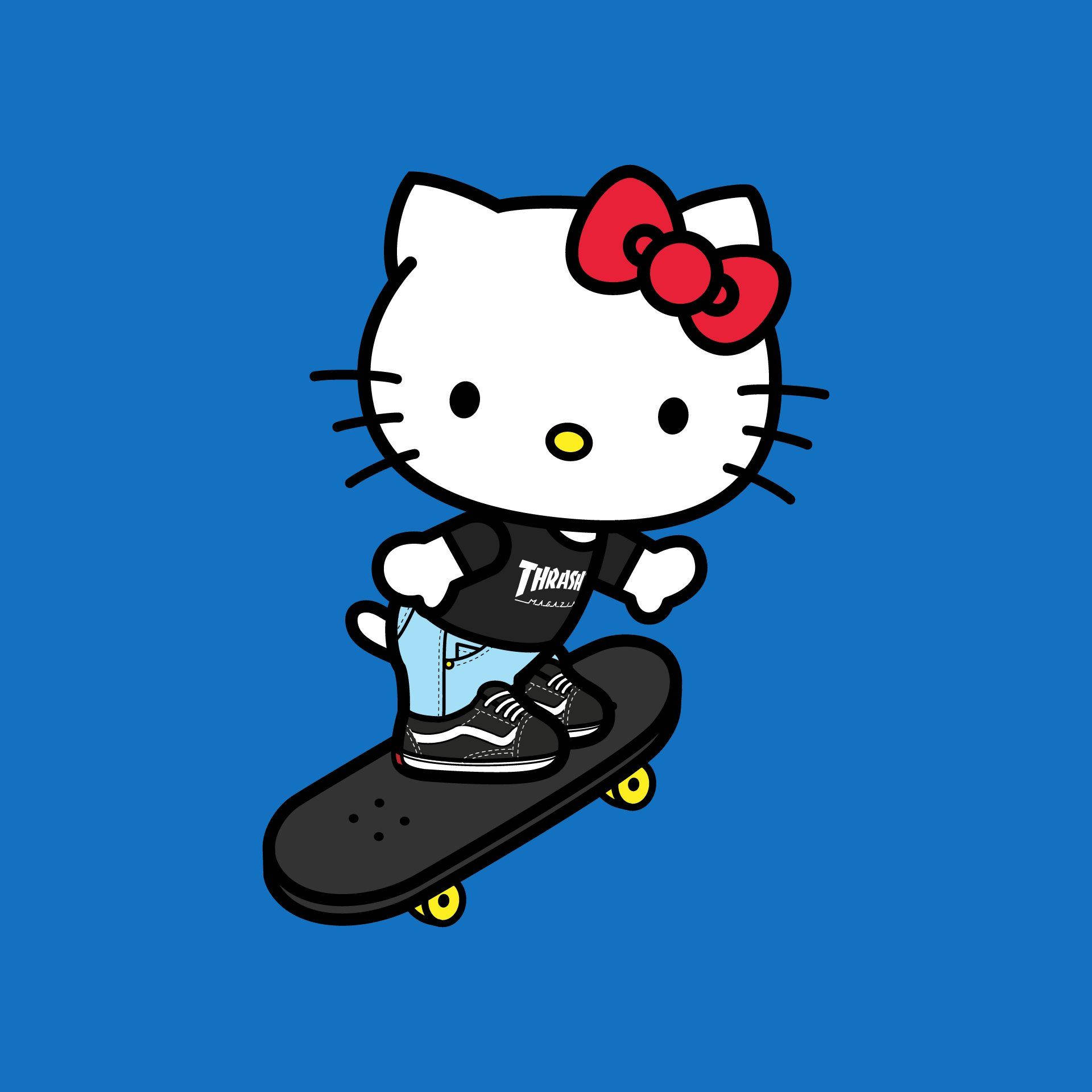 Анимационен герой Hello Kitty PFP на кънки Тапет
