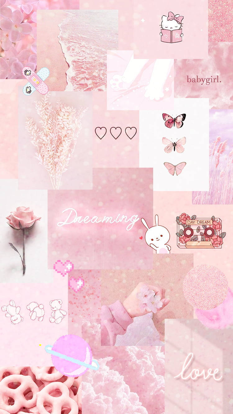 Естетичен розов Hello Kitty фон за телефон Тапет