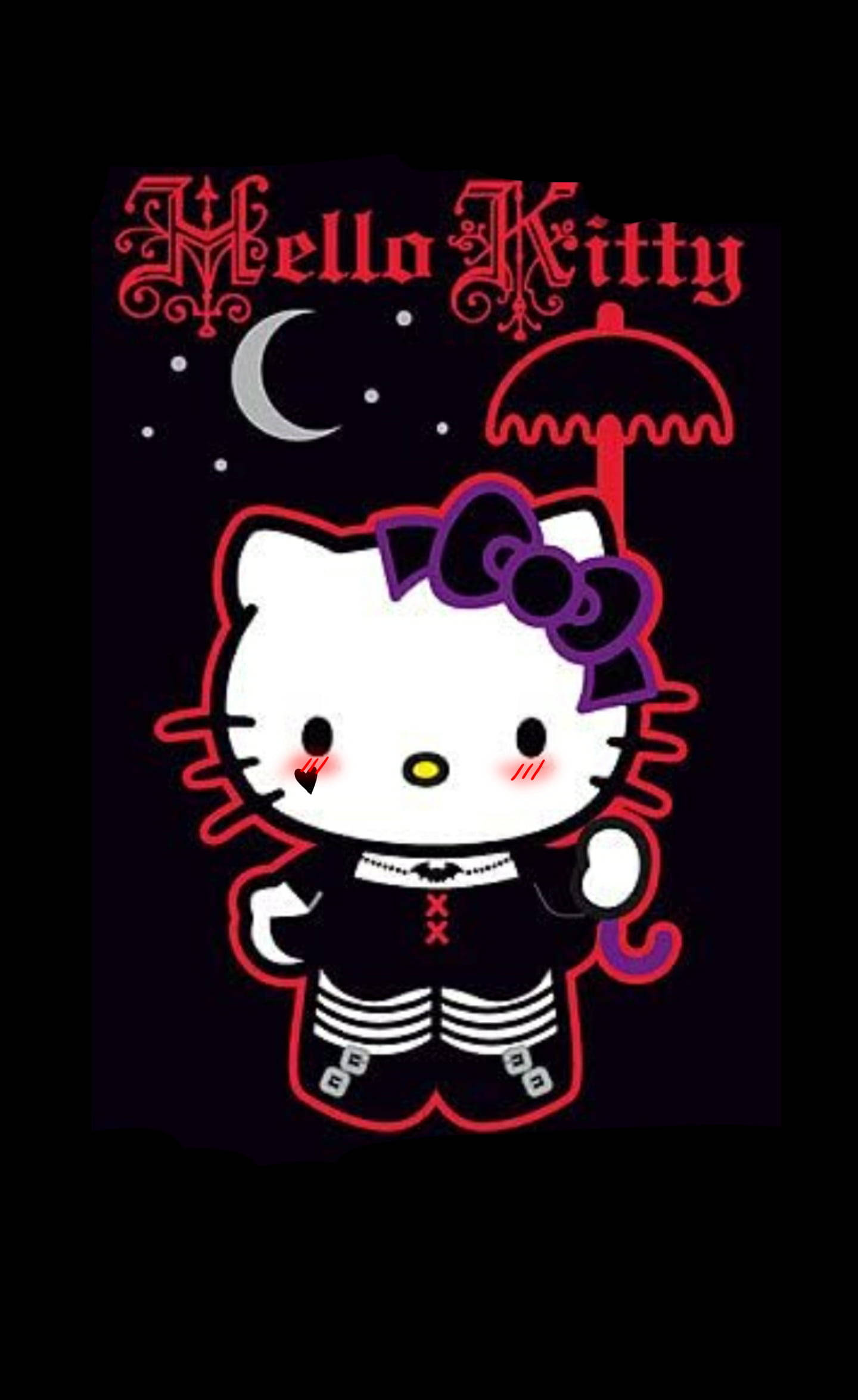 Черна Hello Kitty в сцена костюм Тапет