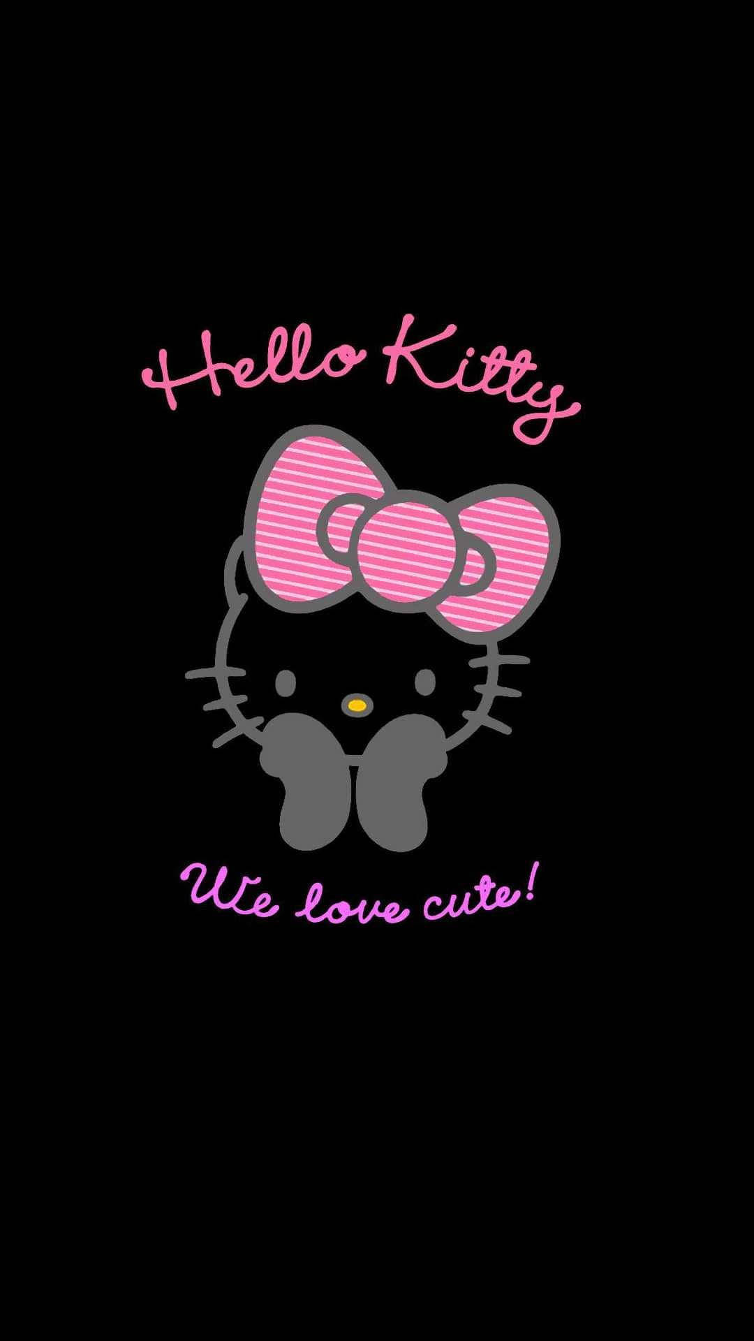 Обичаме сладка черна Hello Kitty Тапет