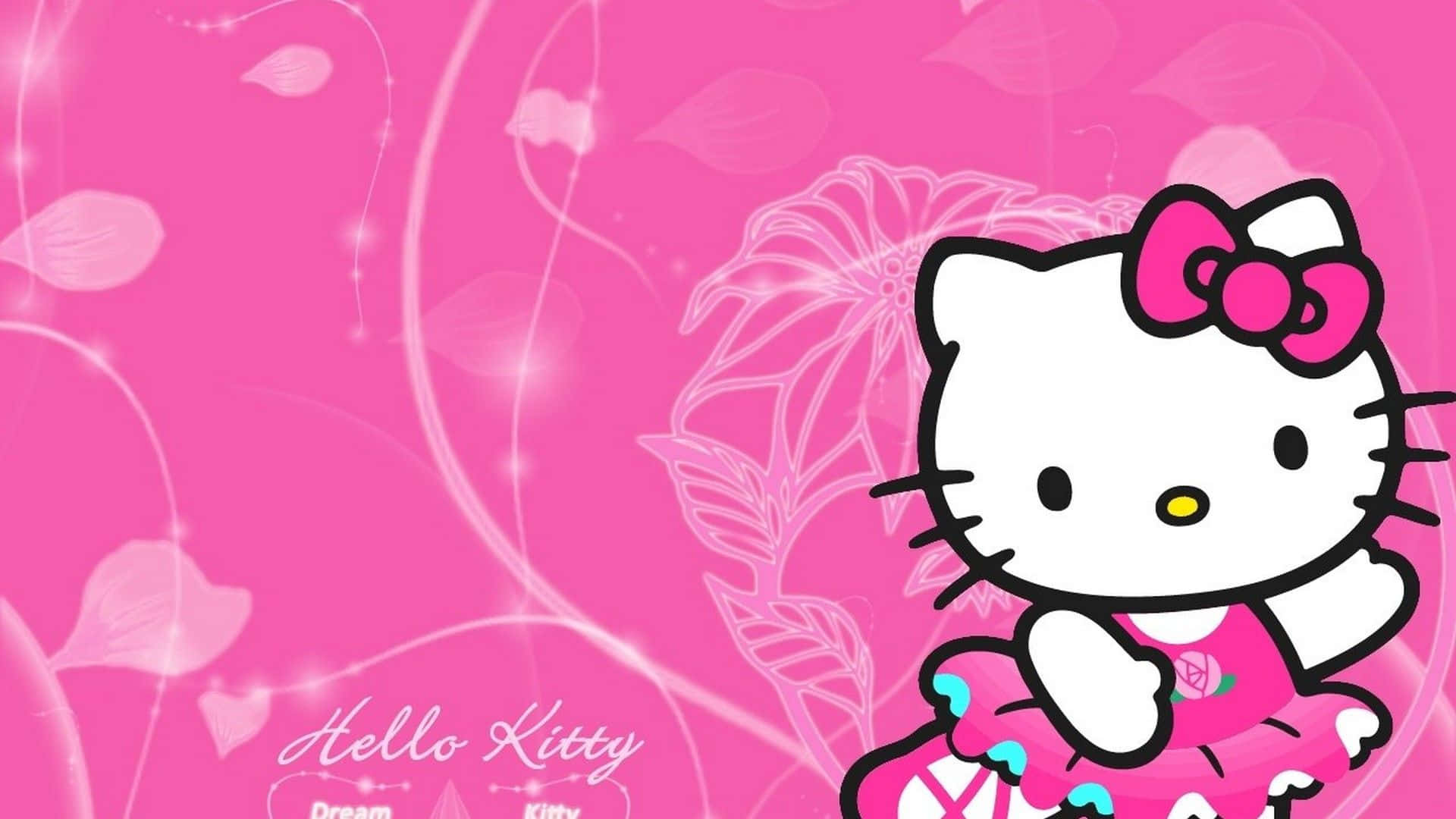 Hello Kitty на фоне на лози Тапет