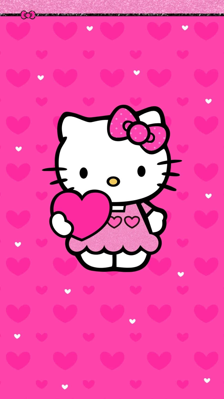 Сладка розова Hello Kitty със сърца Тапет