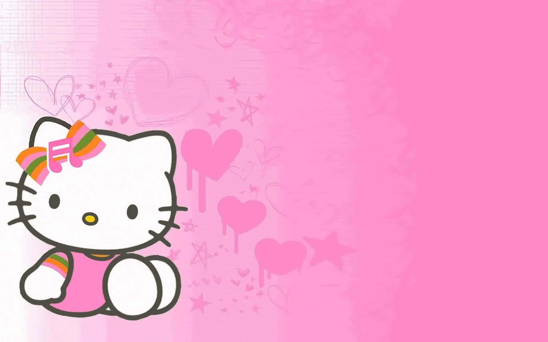Hello Kitty на розов естетичен фон Тапет