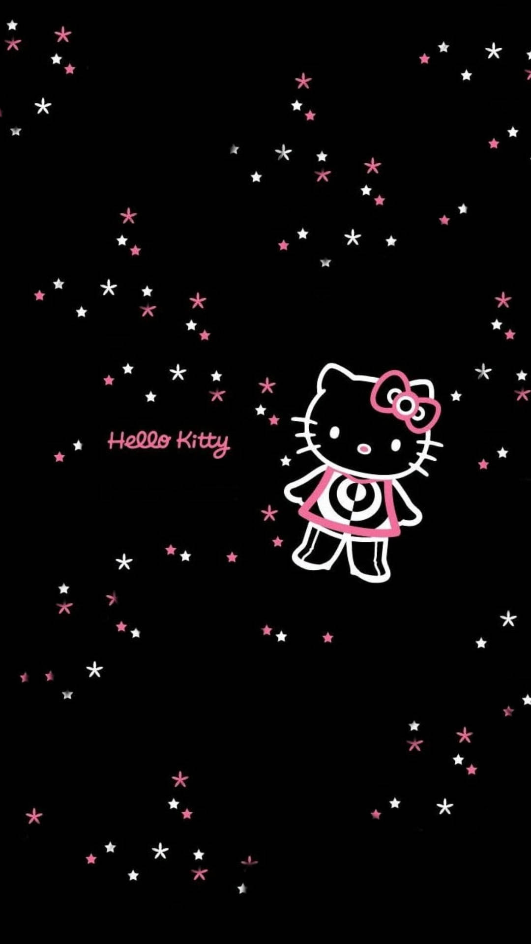 Черна Hello Kitty със звезди Тапет