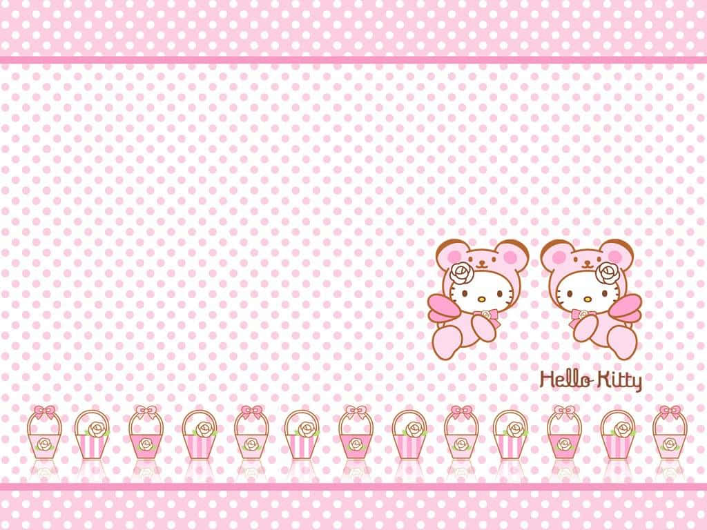 Две сладки розови кошнички Hello Kitty Тапет
