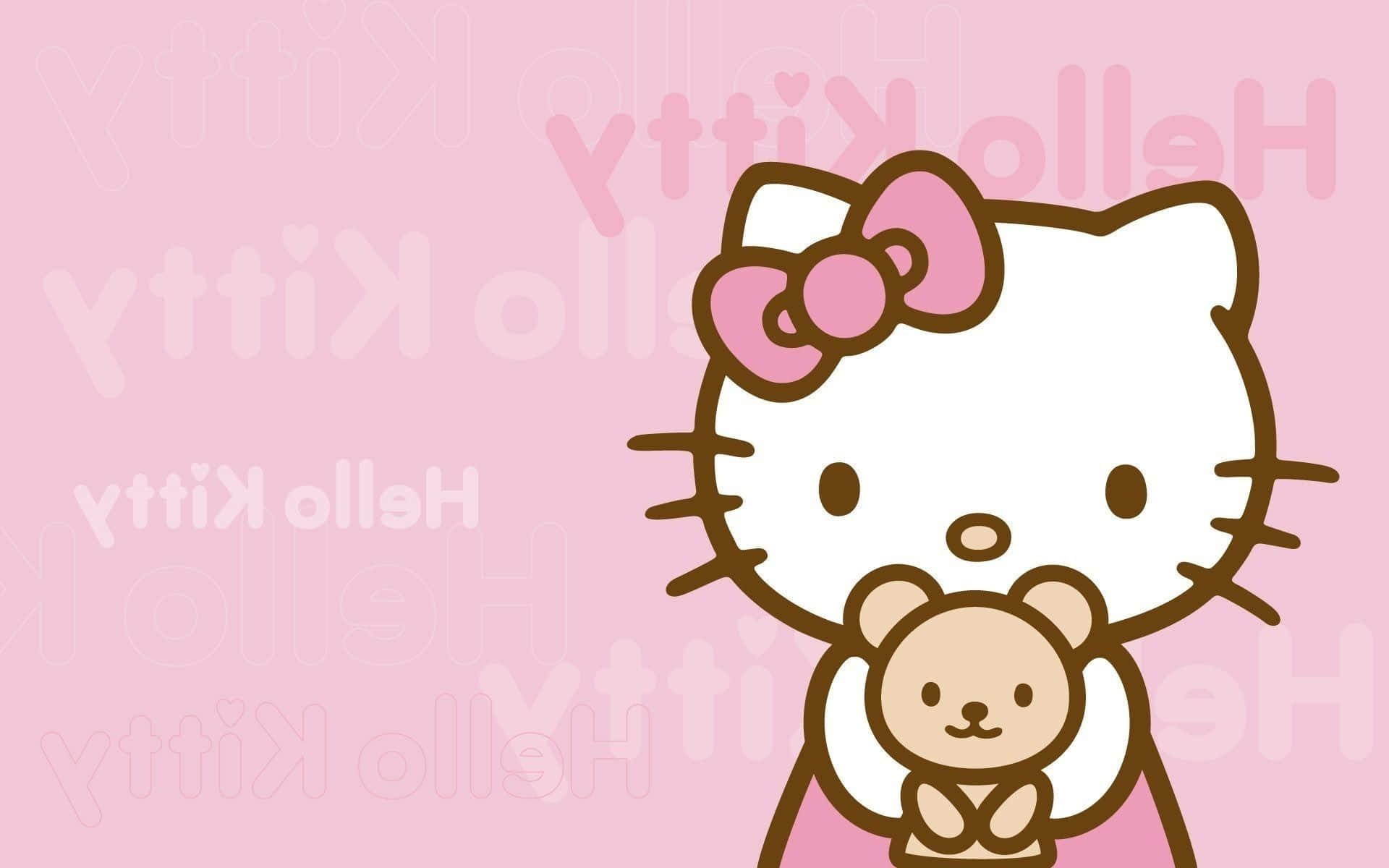 Hello Kitty на фона на обърнато име Тапет