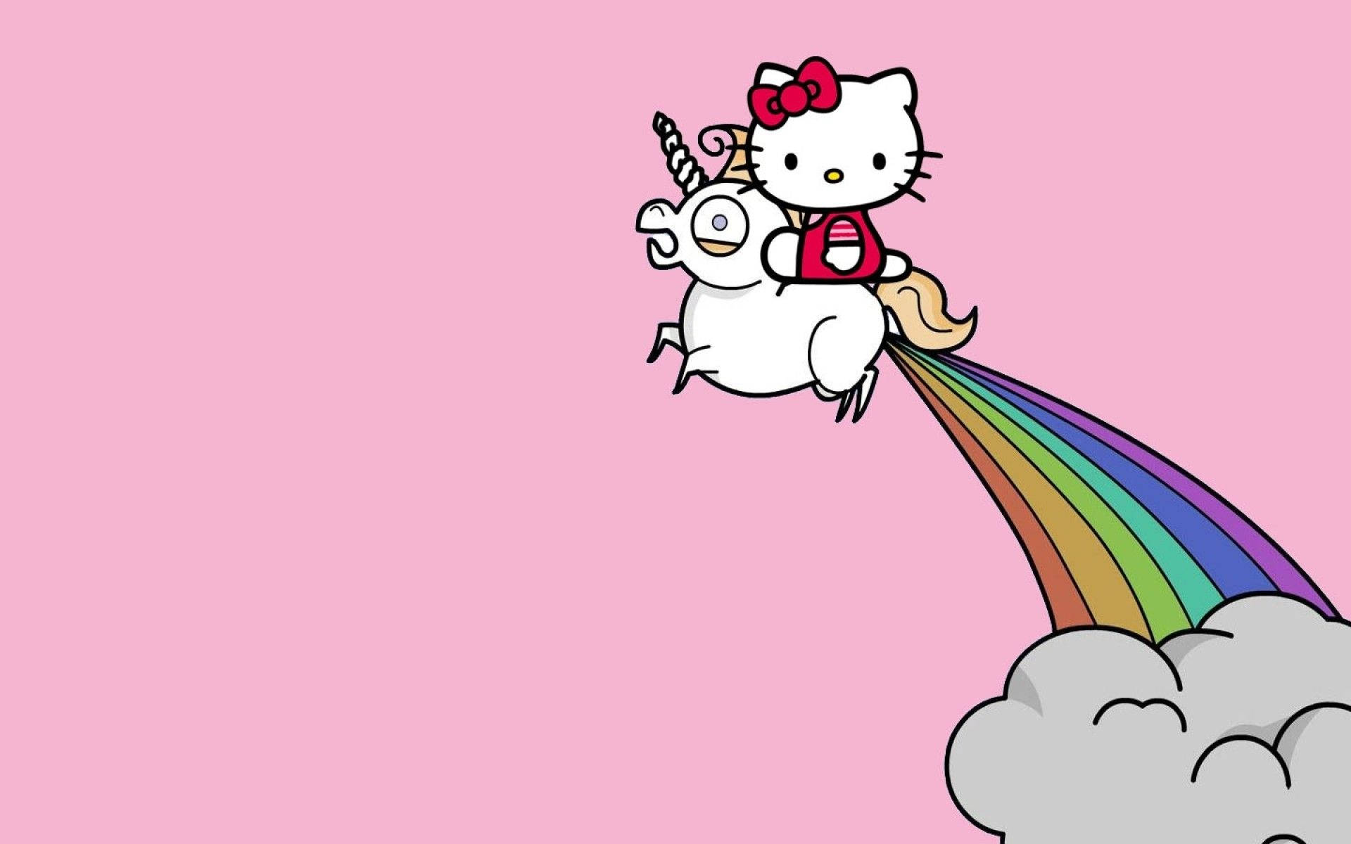 Еднорог с естетика на Hello Kitty Тапет