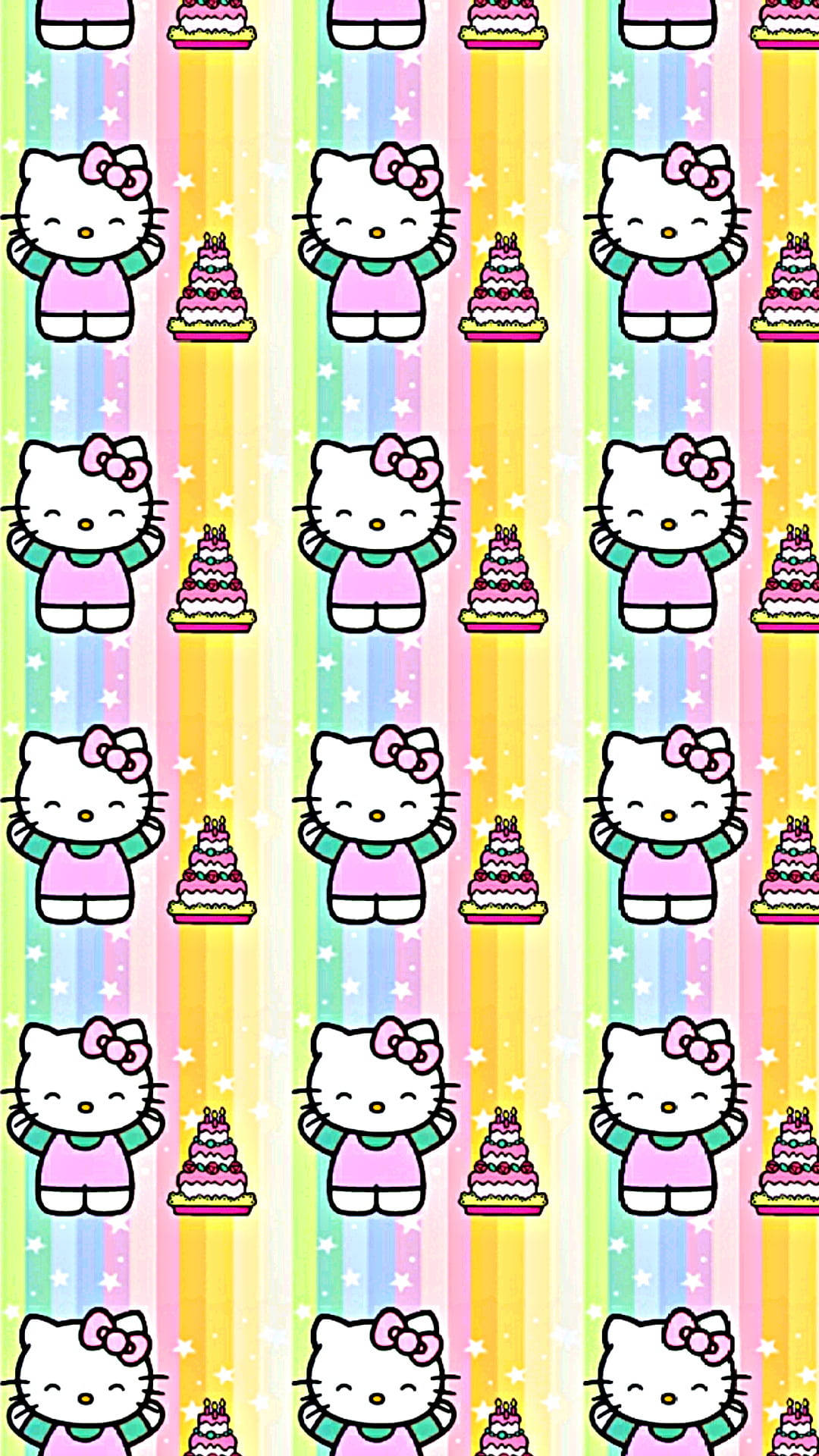 Hello Kitty в пастелни цветове с шарки с торти