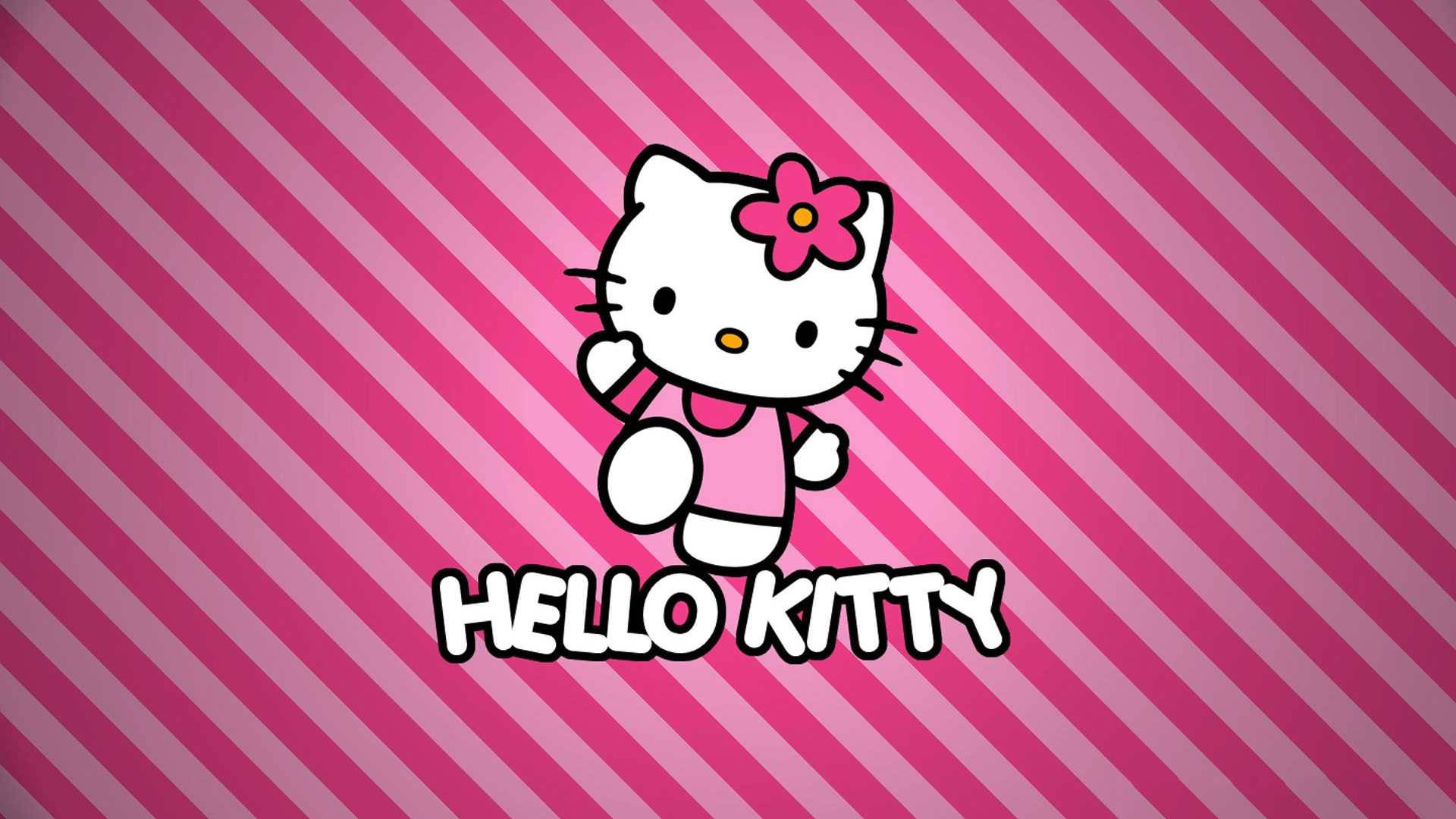 Hello Kitty десктоп фон с розови ивици Sanrio Тапет