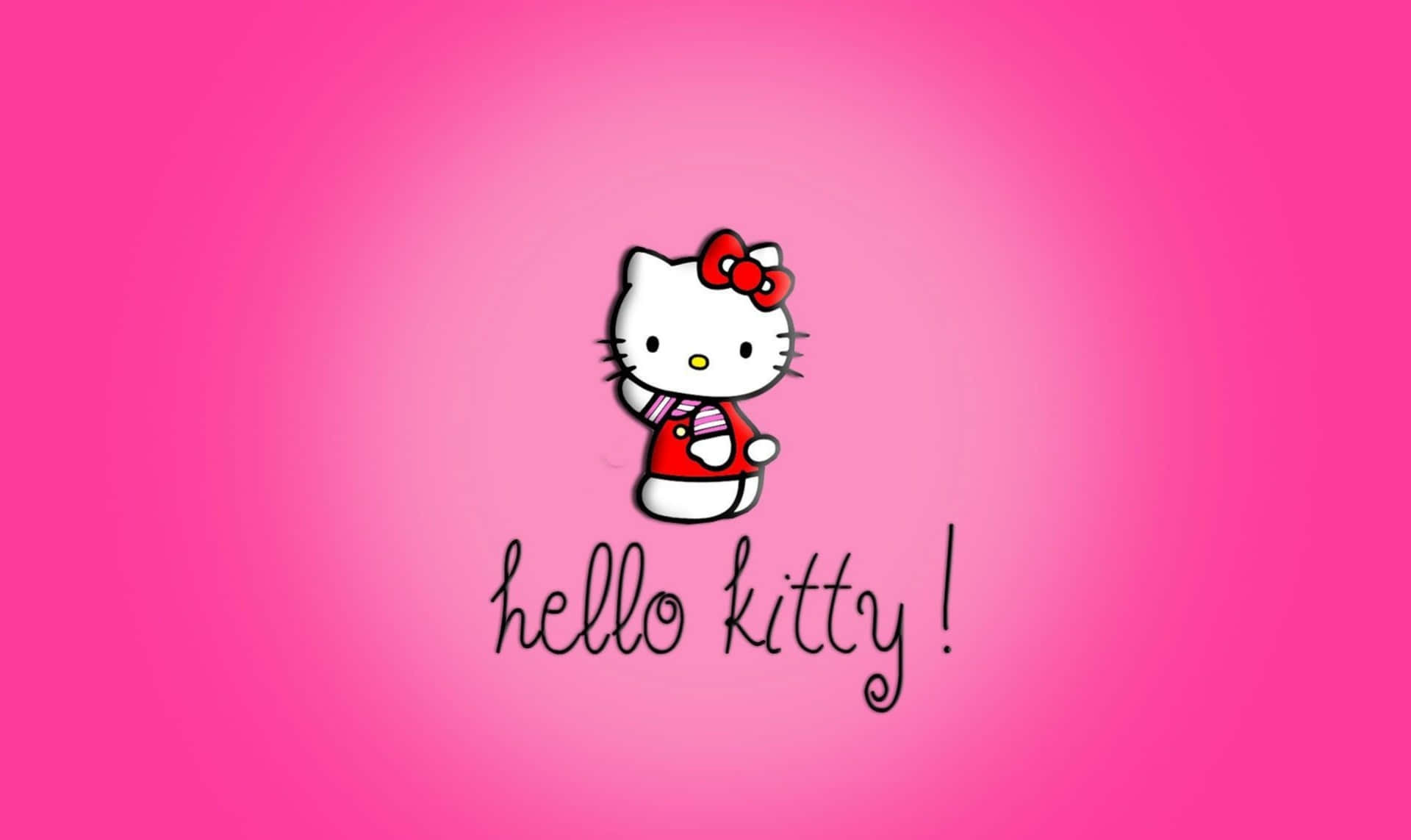 Hello Kitty лаптоп с розов фон Тапет