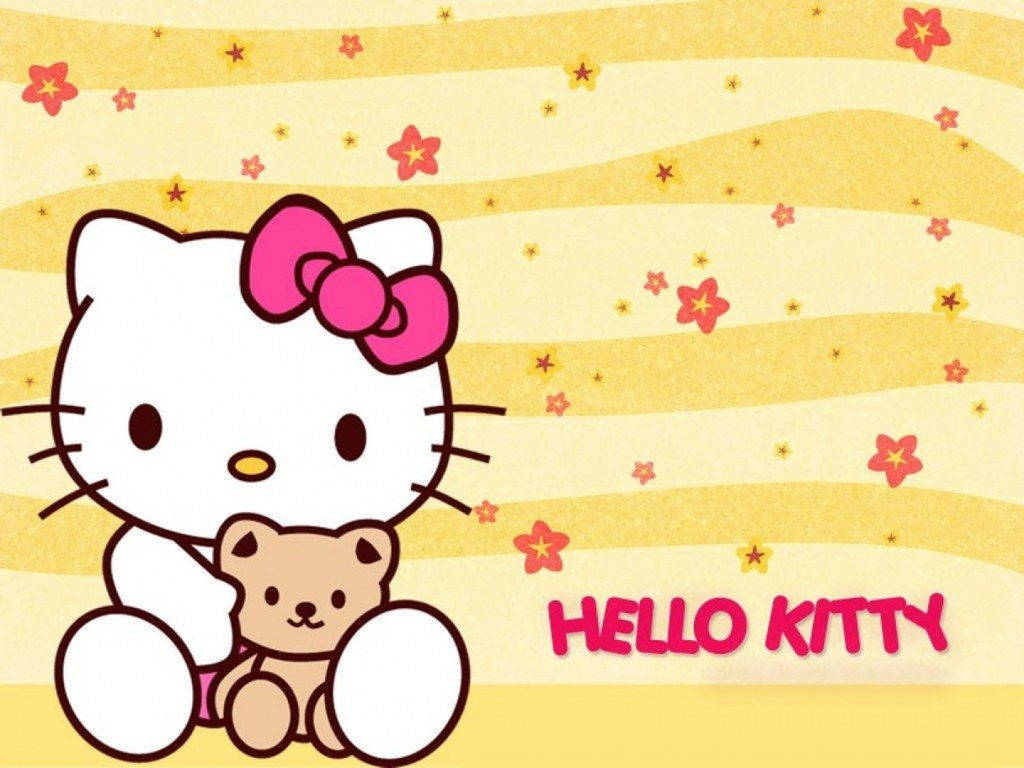 Hello Kitty на сладък жълт фон