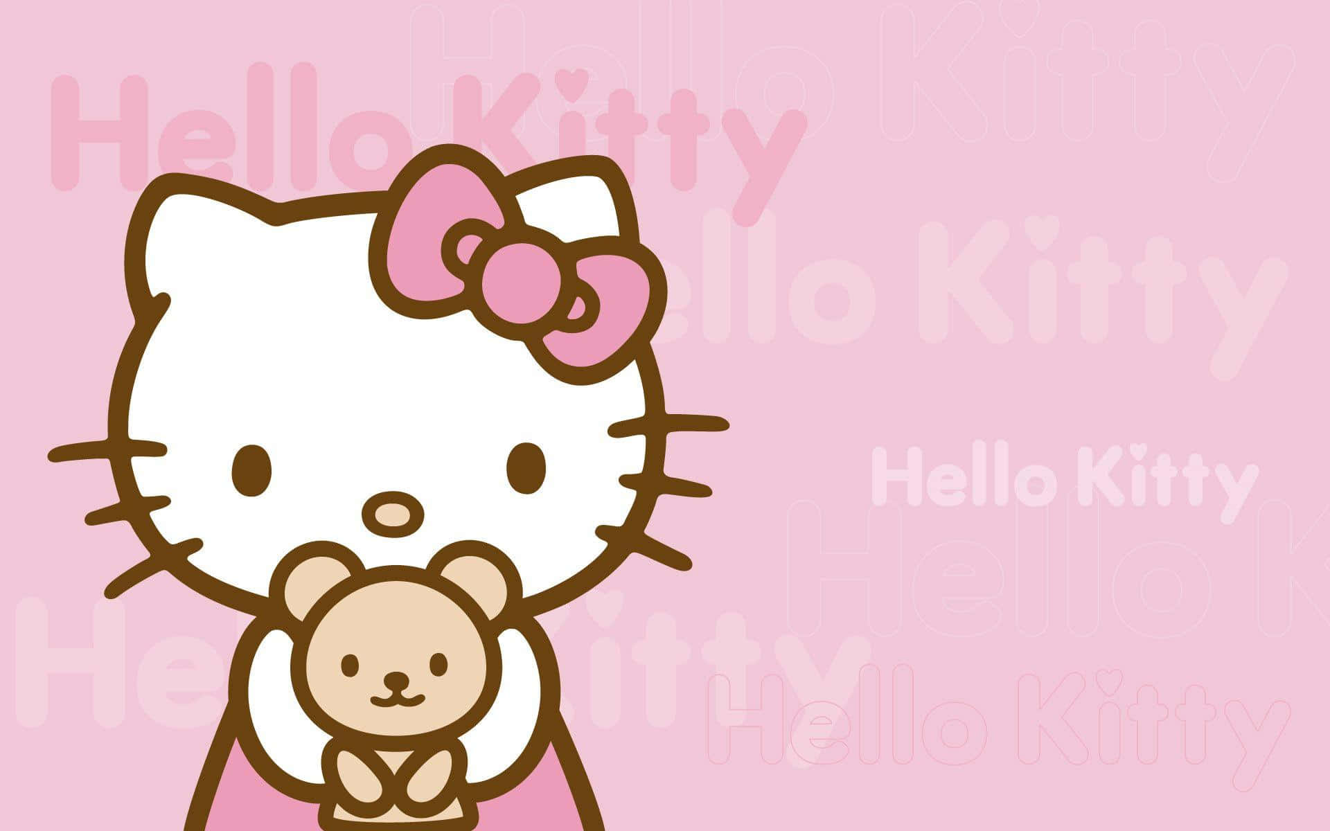 Hello Kitty прегръща плюшено мече Тапет