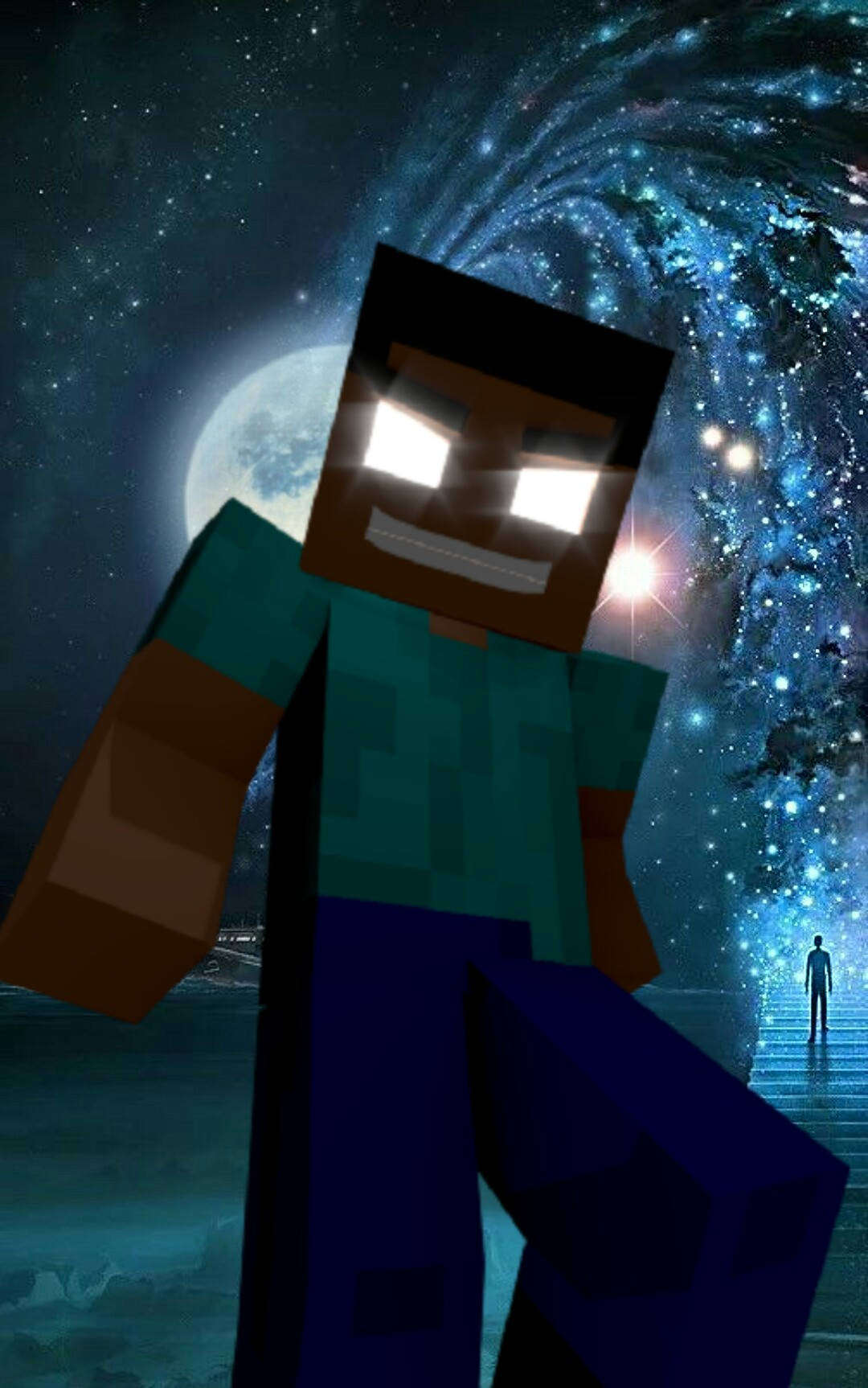 Herobrine пълна луна изкуство Тапет