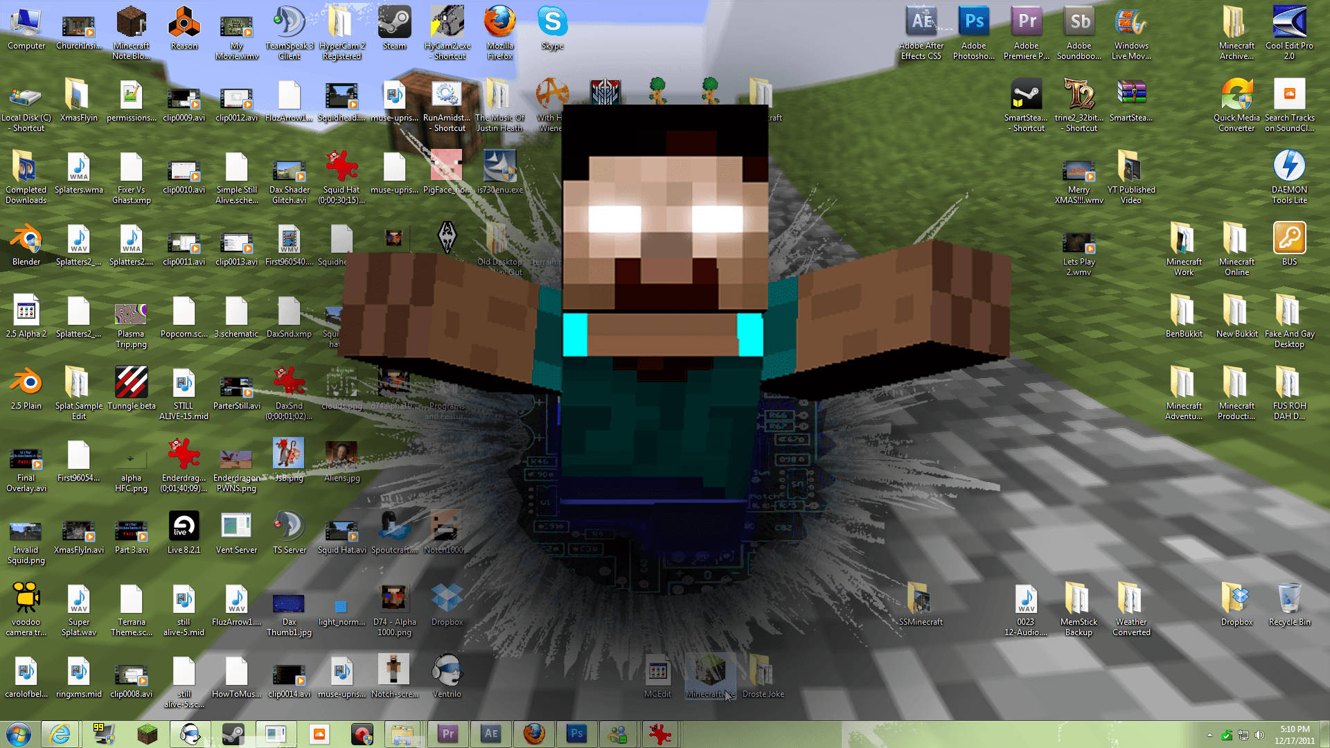 Herobrine от Minecraft излиза от компютърен екран Тапет