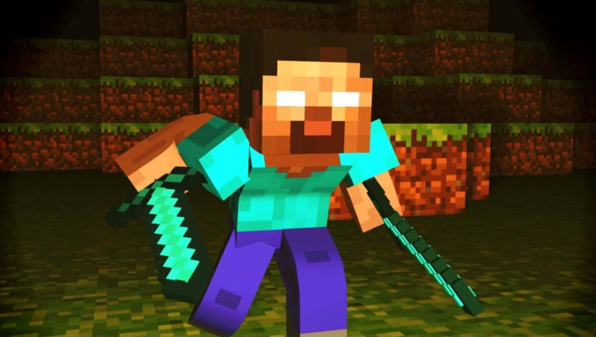 Анимационен фон с героя Herobrine от Minecraft Тапет
