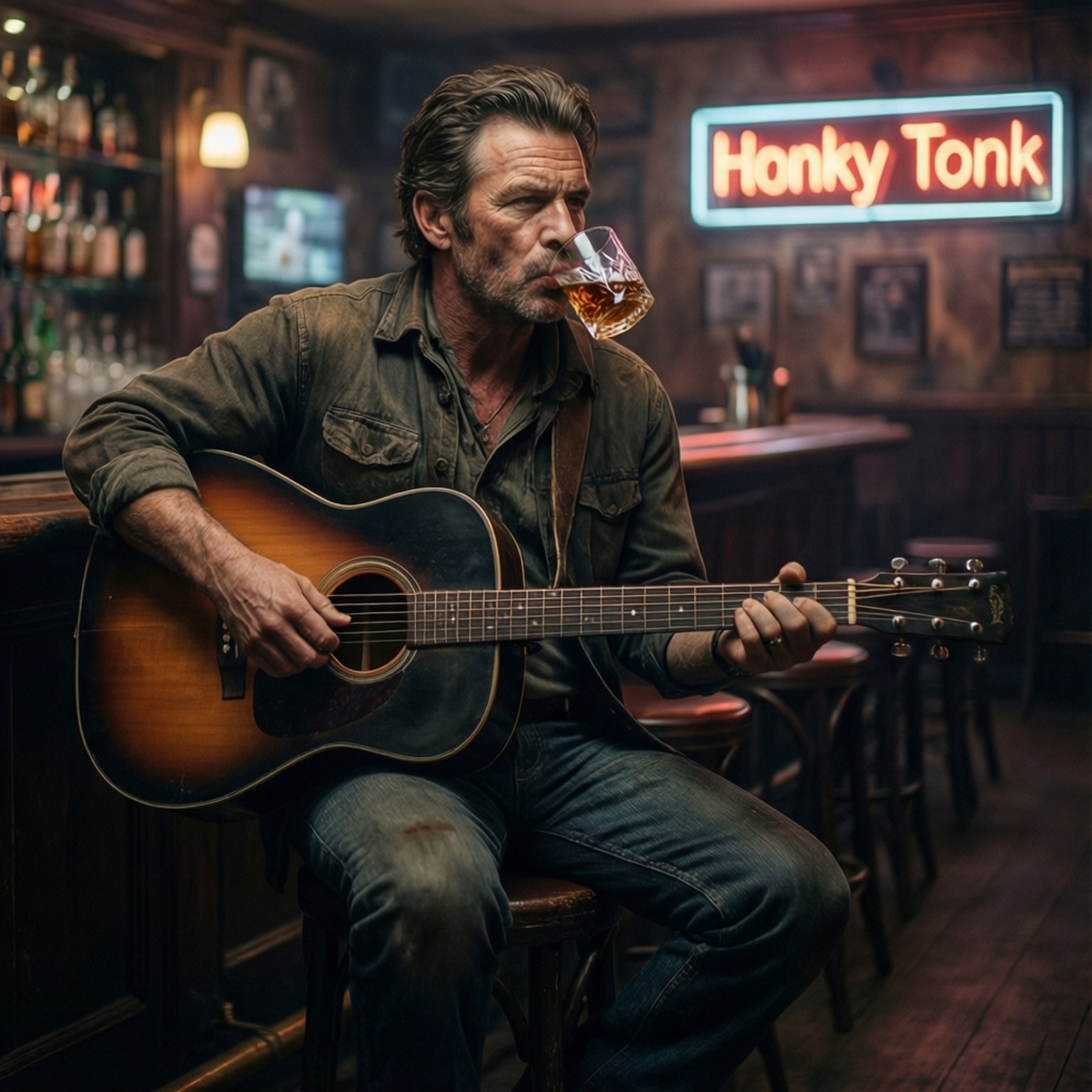 Сцена в бар Honky Tonk Тапет