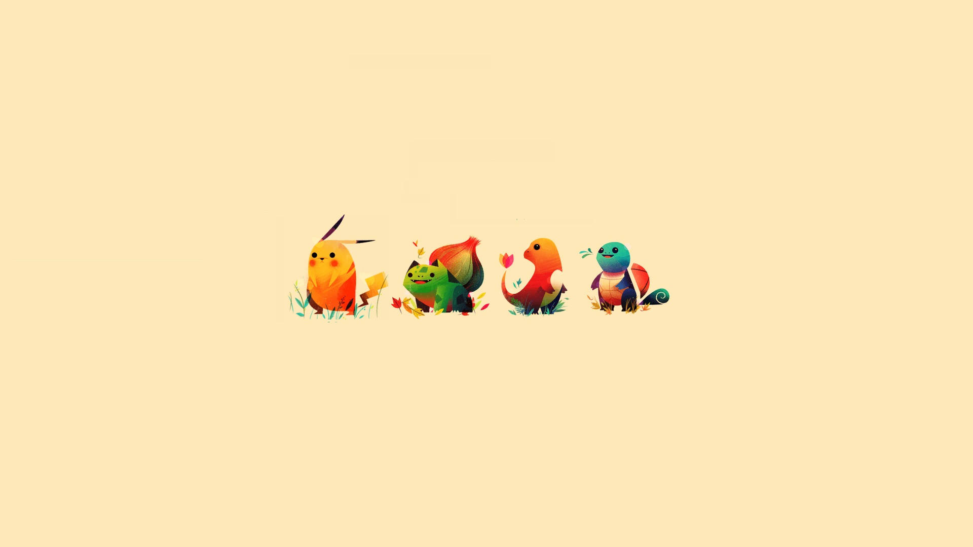 Indie естетика лаптоп Pokemon Gen 1 стартери Тапет