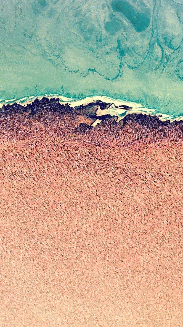 Морска вода и оранжев пясък живопис iOS 12 Тапет