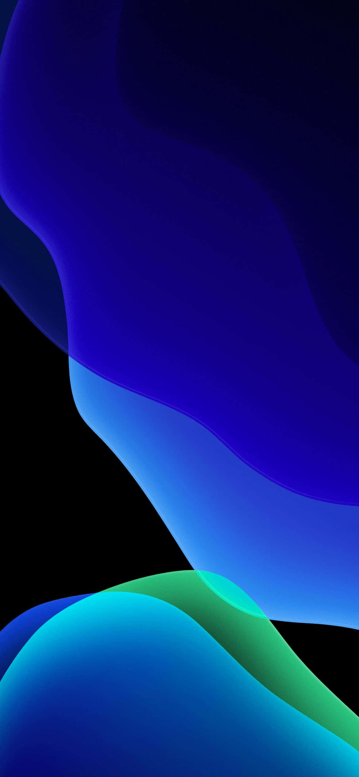 iOS 13 син и зелен фон Тапет