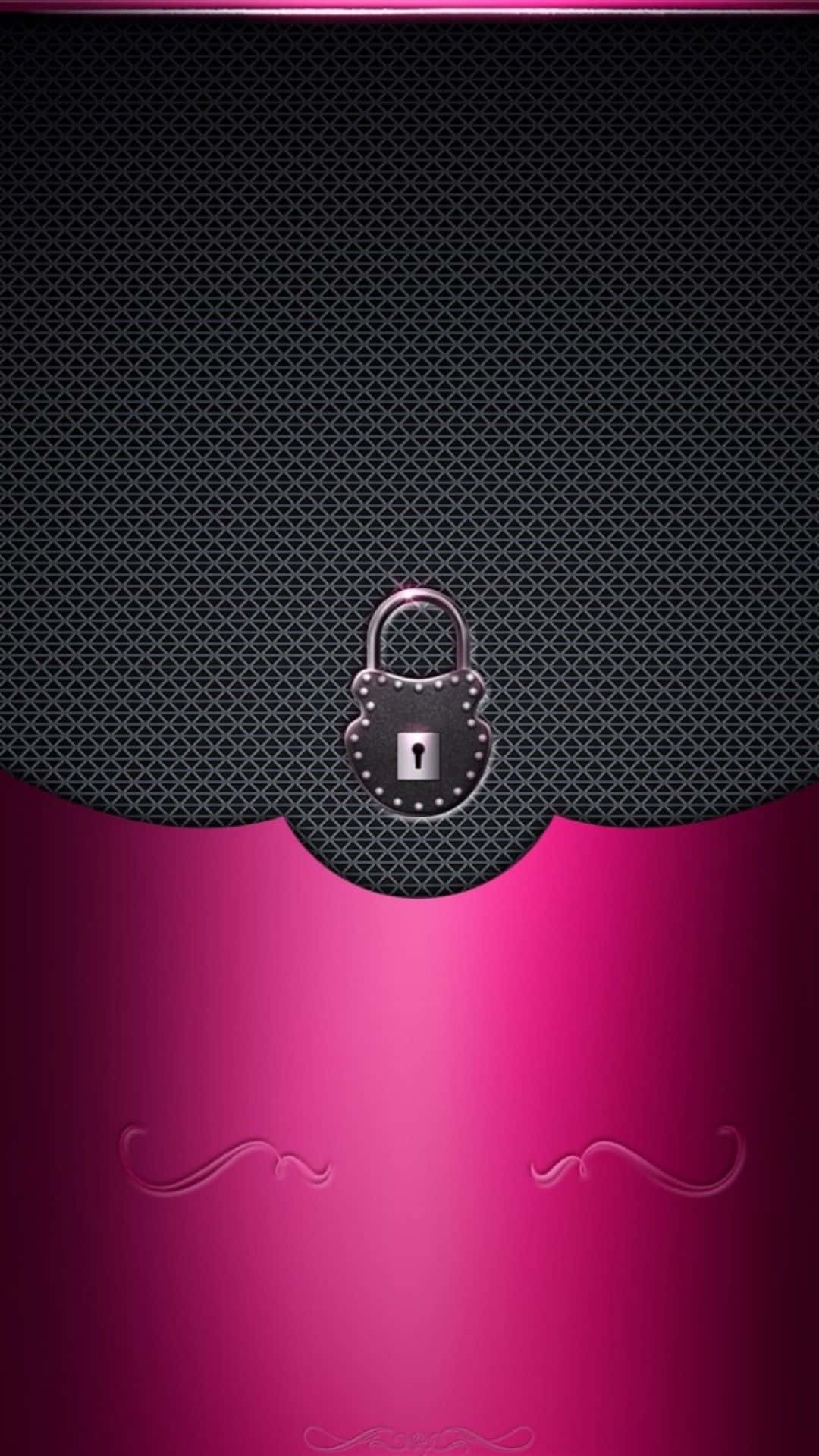 Черно-розов iPhone с ключалка и шарж Тапет