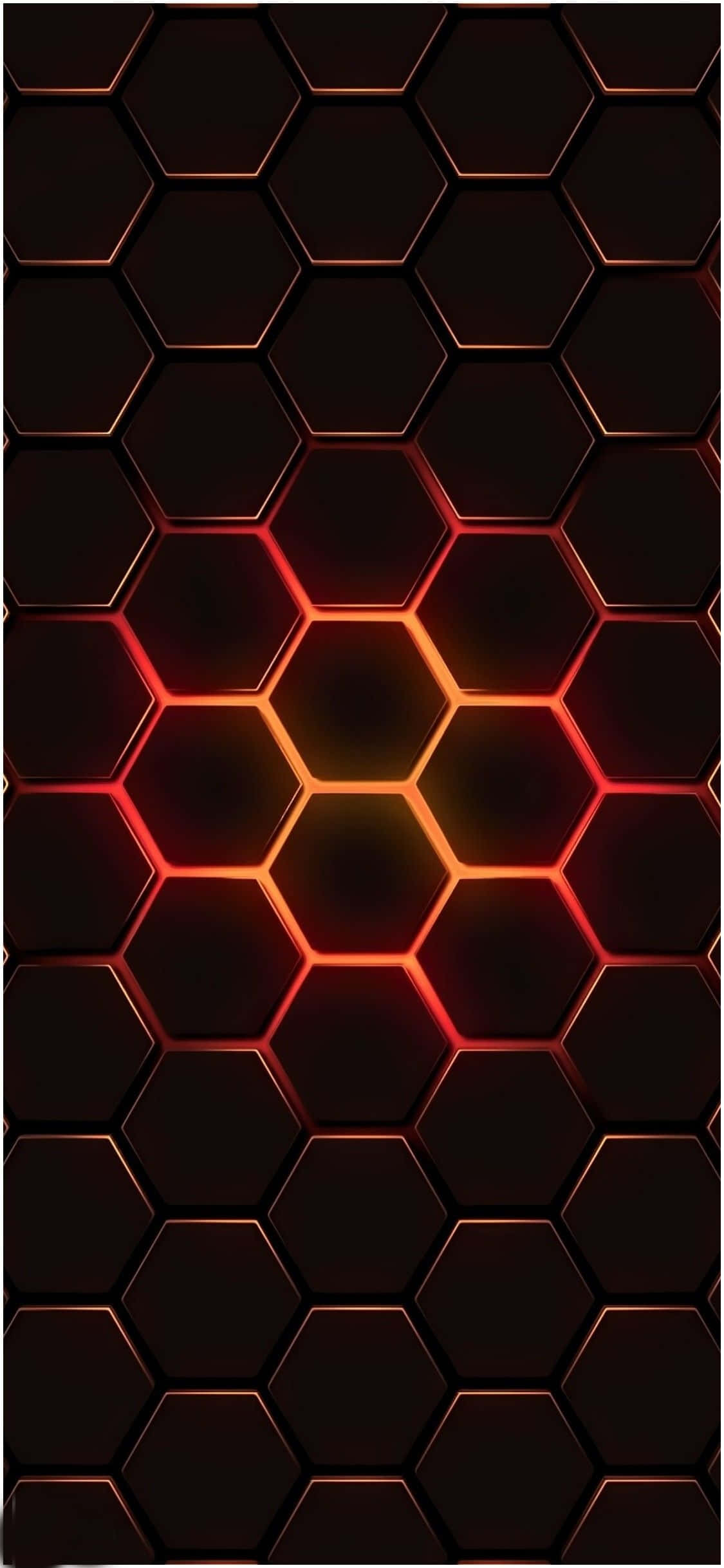 Светящи червени и черни шестоъгълници дизайнерски iPhone Тапет