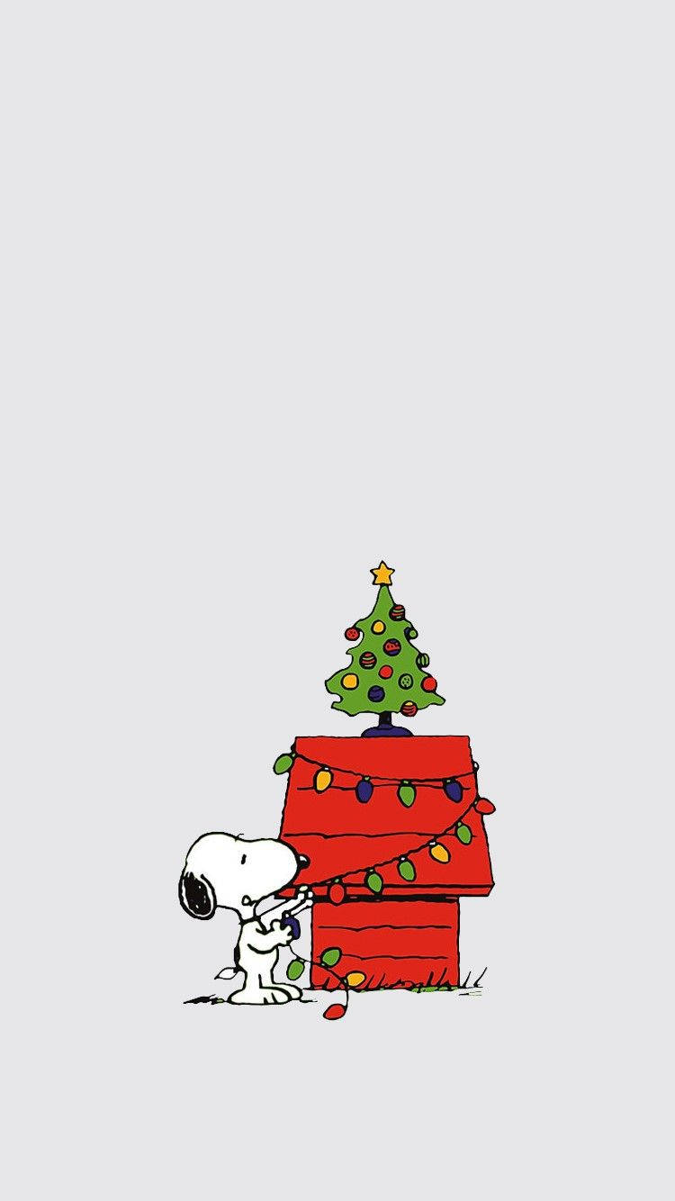 Сладък коледен iPhone тапет с Snoopy Тапет
