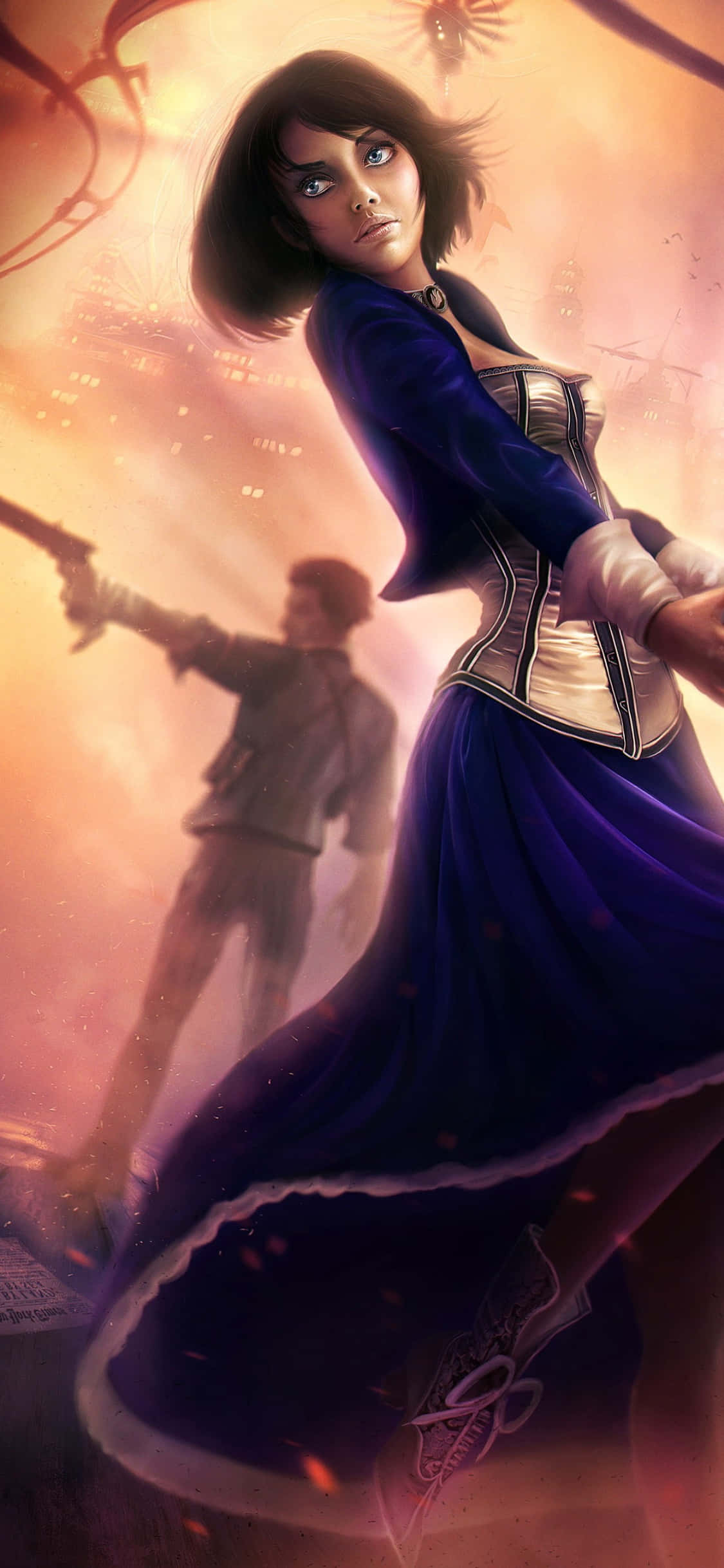 iPhone X Bioshock Infinite фон фенарт картина Букър и Елизабет Тапет